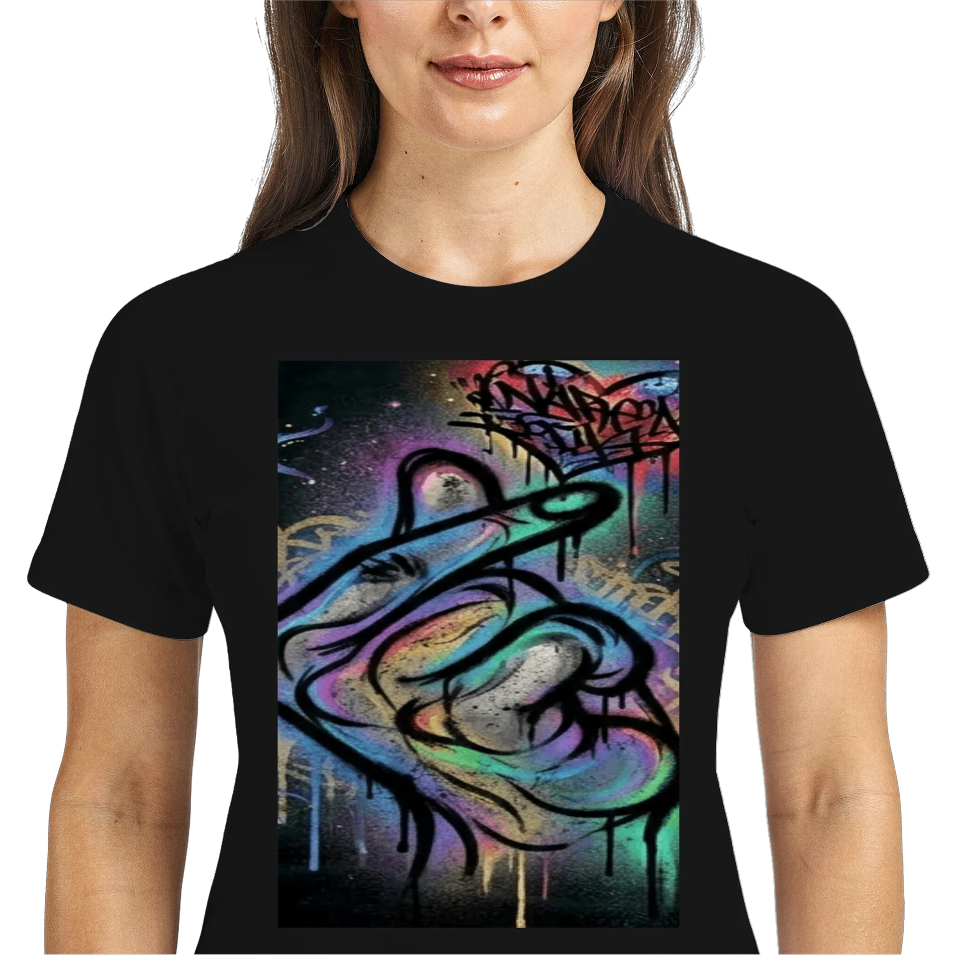 Camiseta Dry Fit Rosto Abstrato Graffiti Colorido Respirável - Imagem 3