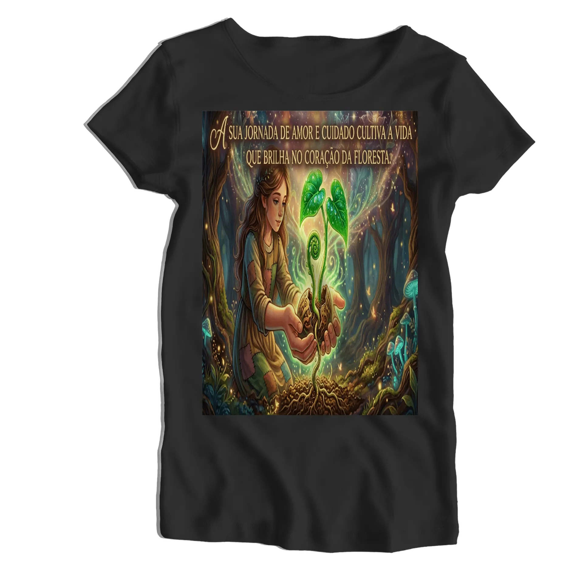 Camiseta Babylook Menina Plantando Muda na Floresta 100% - Imagem 1