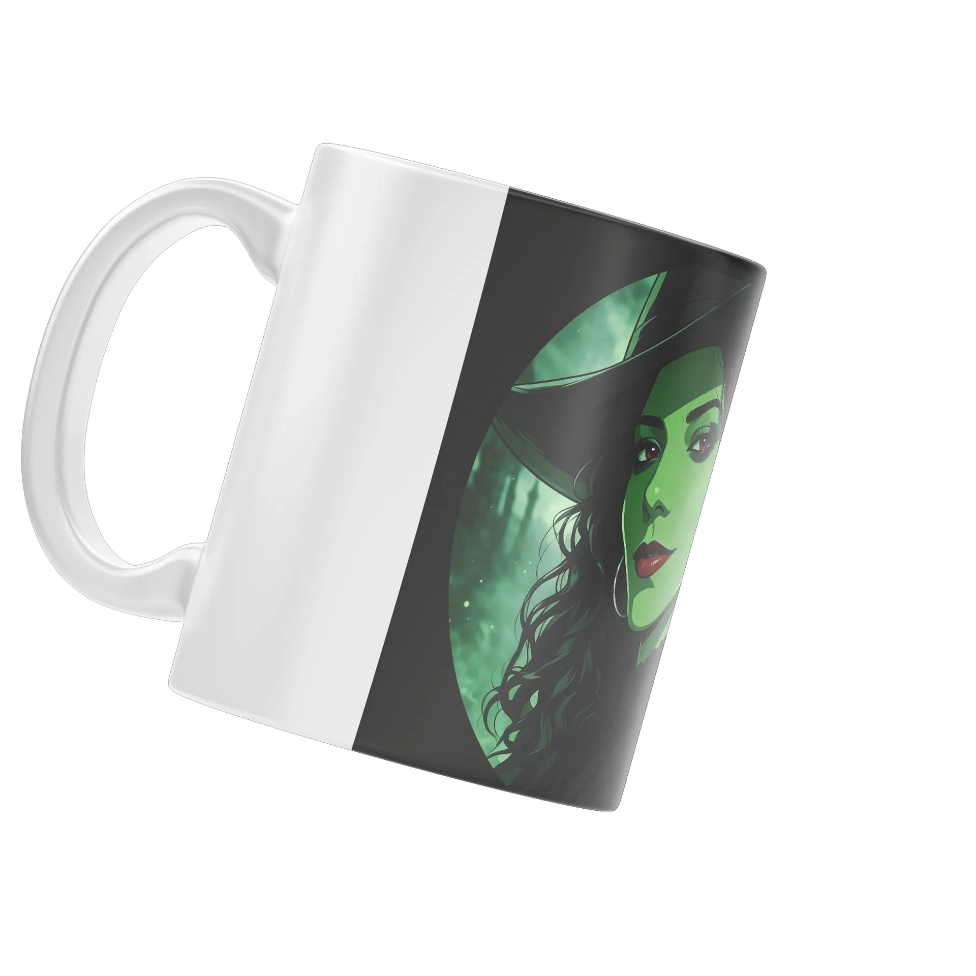Caneca Porcelana Mulher Bruxa Verde 325ml - Imagem 4