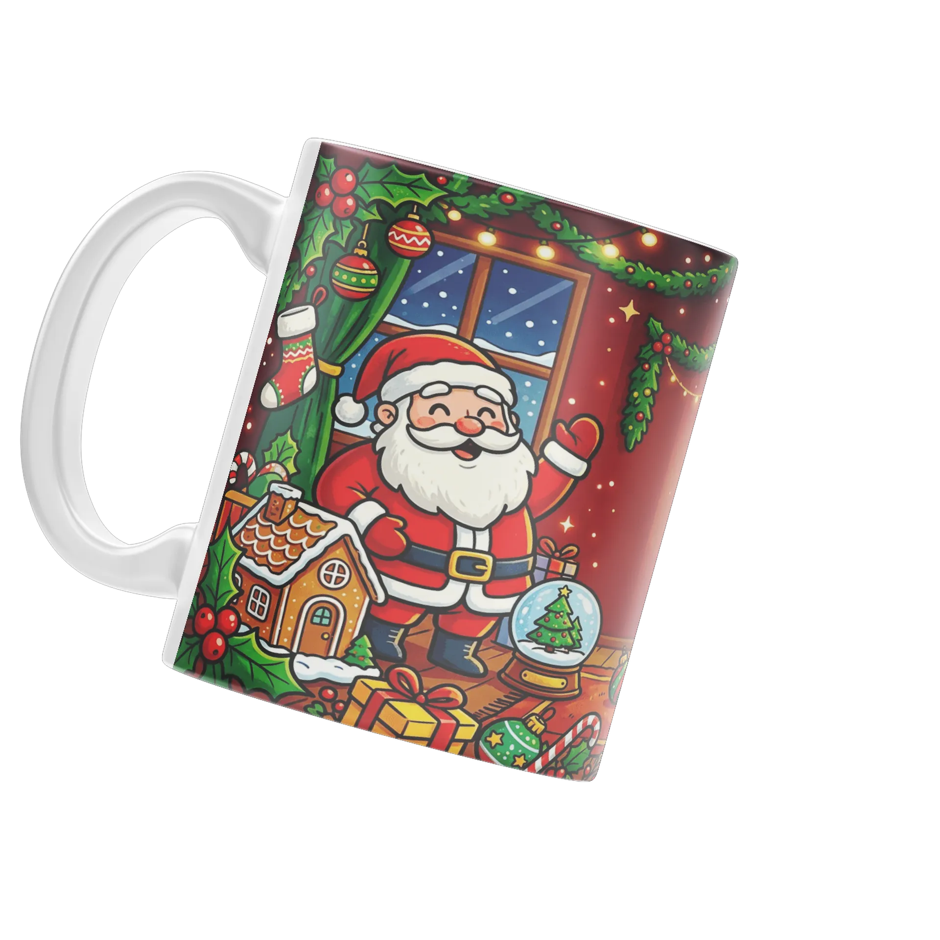 Caneca Papai Noel Árvore e Rena Natal Cartoon 325ml - Imagem 3