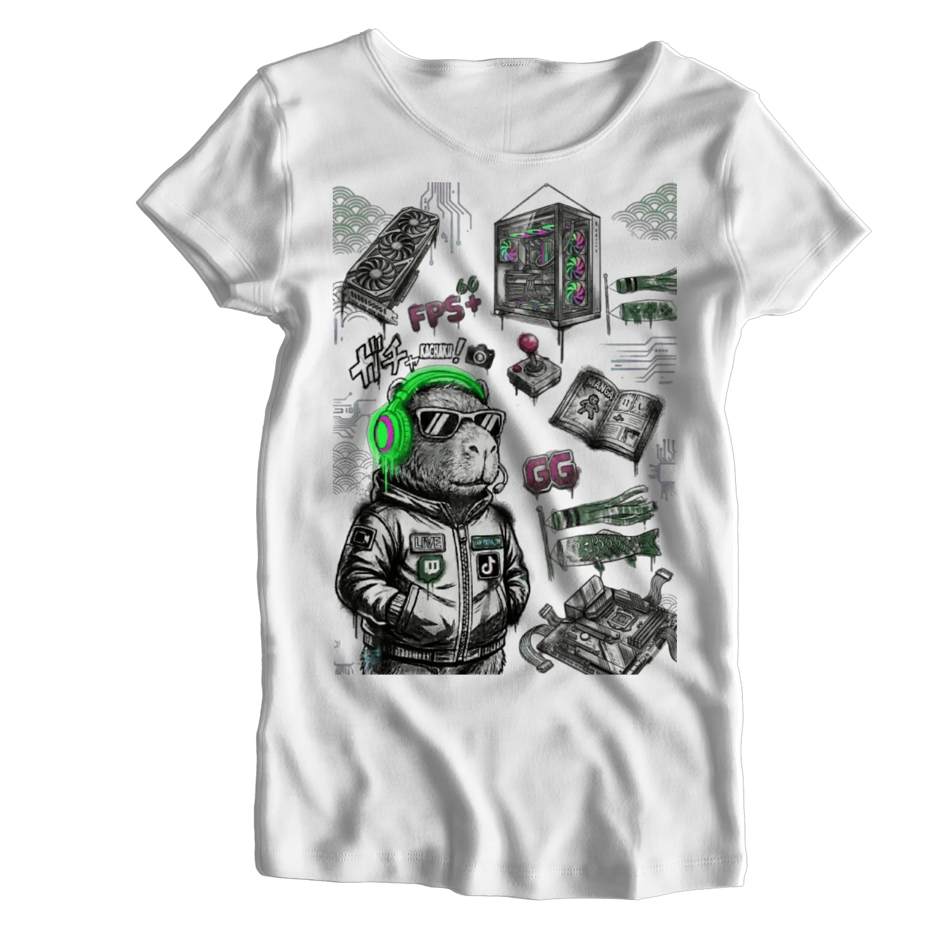 Camiseta Babylook Capivara Gamer Estampa Personalizada de Capivara_RP