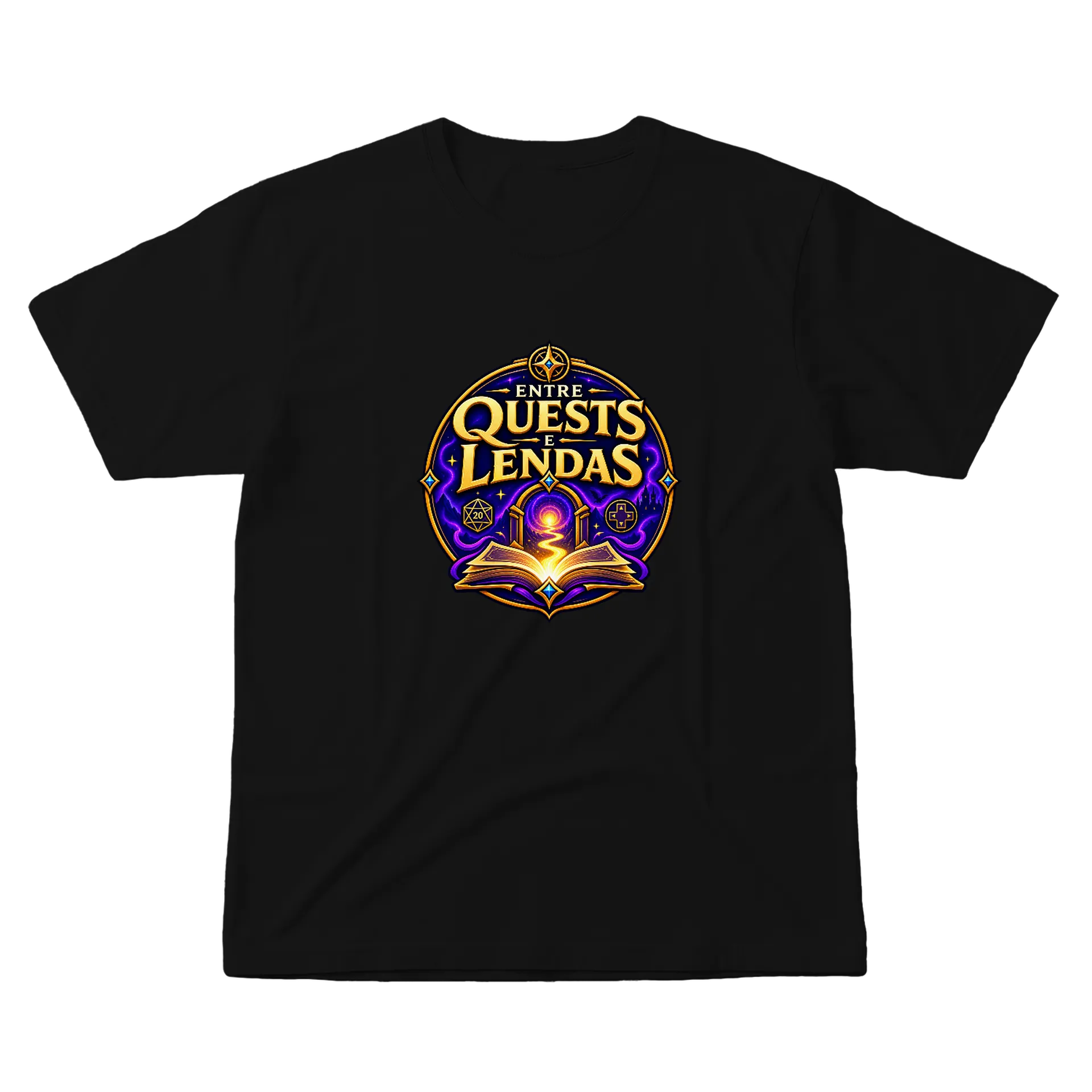 Camiseta Oficial Entre Quests e Lendas – Frase Clássica de entrequestselendas — imagem 1 de 6