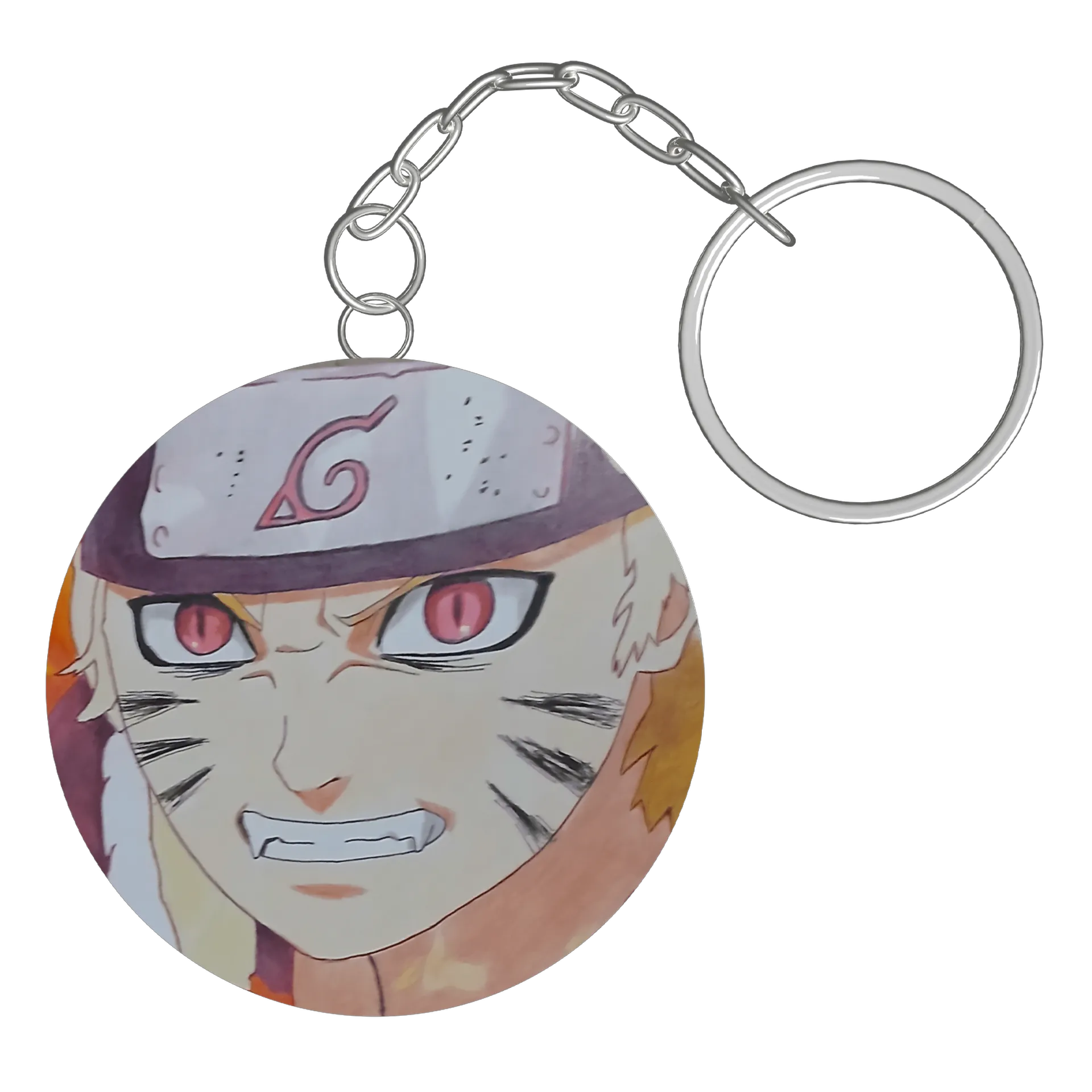 Chaveiro MDF Naruto Anime com Bandana e Olhos Rosados de Geek Art — imagem 2 de 3