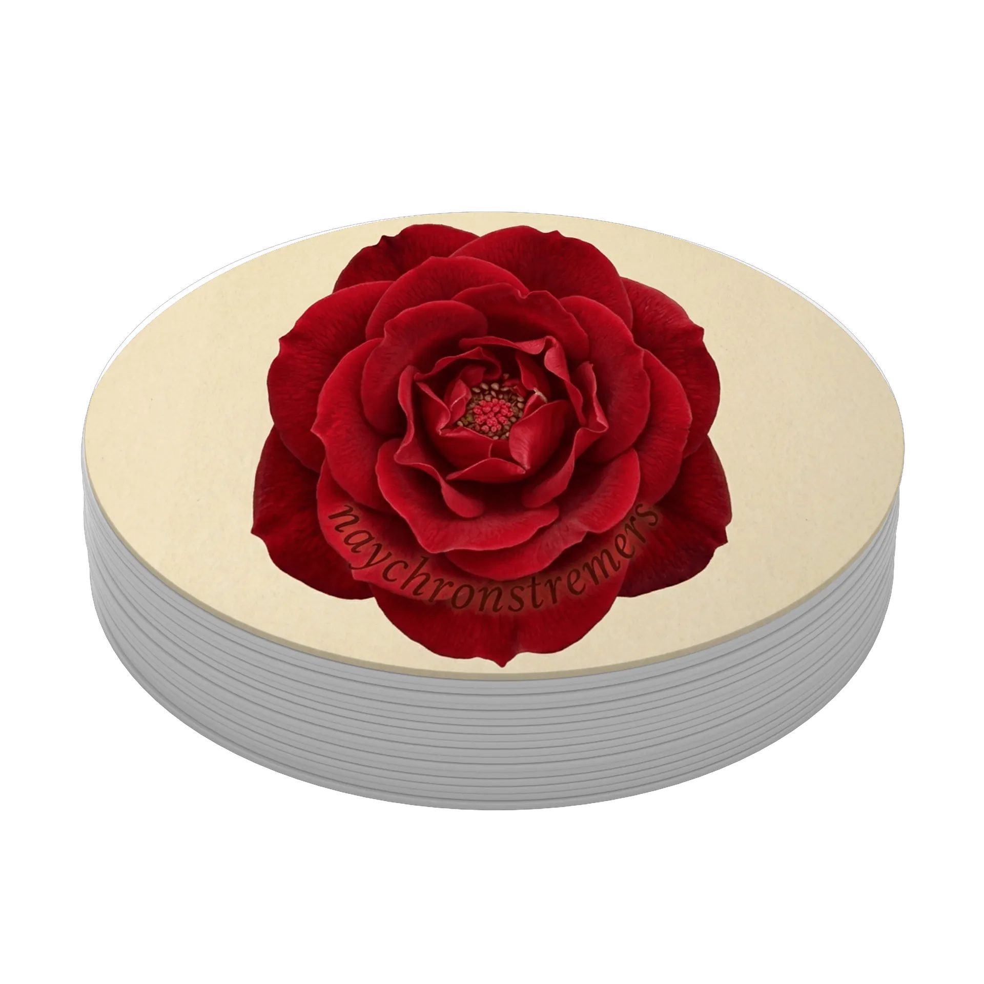 Porta-copo Rosa Vermelha Realista com Texto MDF - Imagem 3