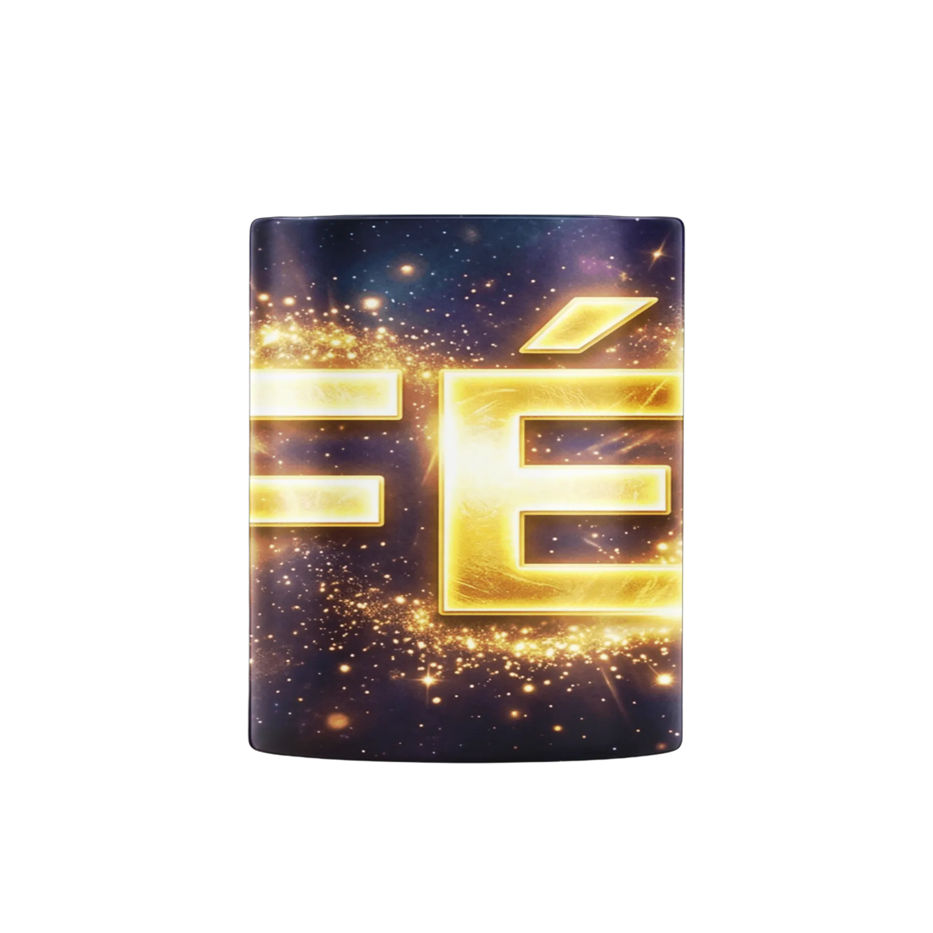 Caneca Estampa Tipográfica FE Dourado Universo Estrelado - Imagem 2