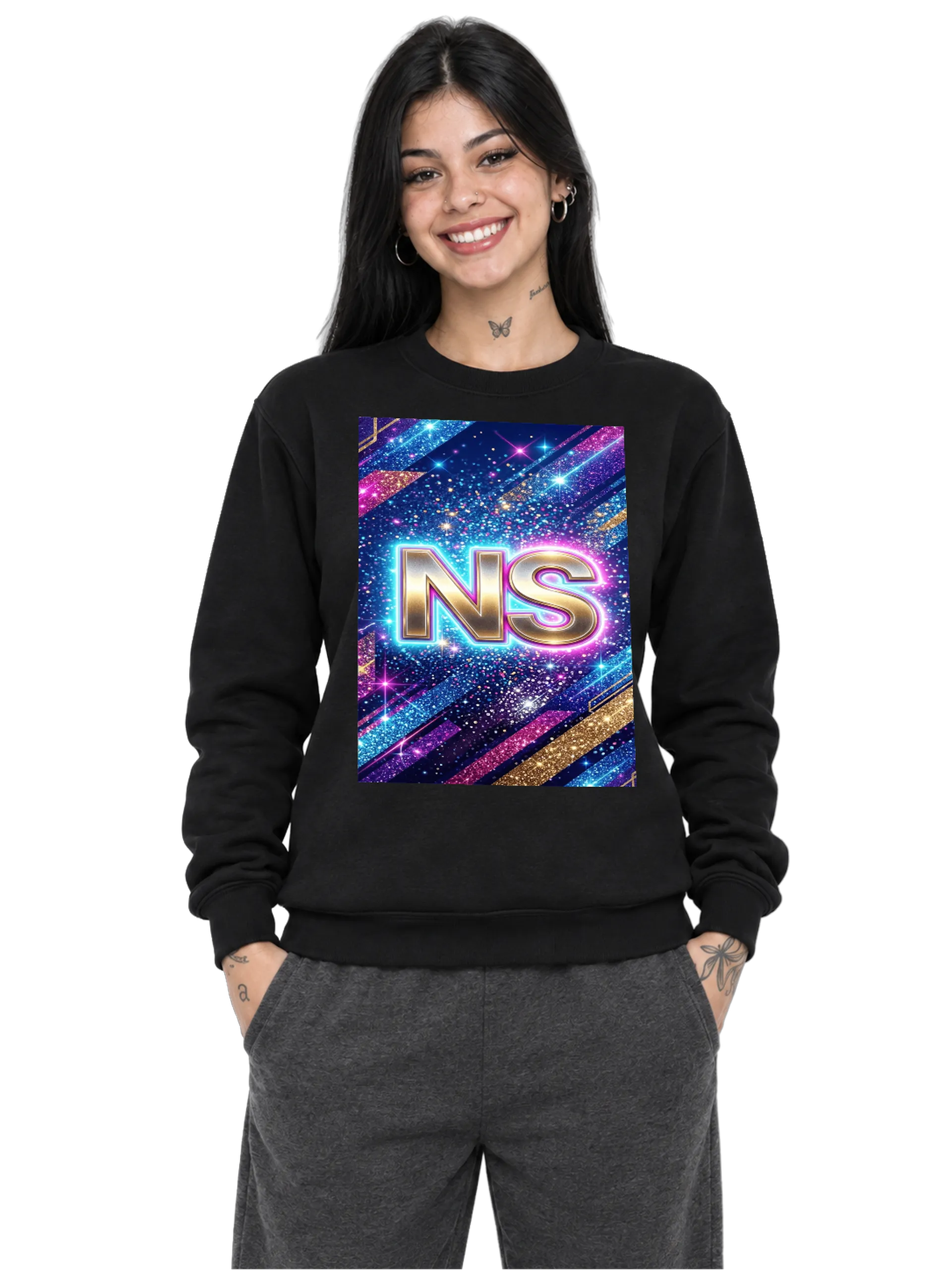 Suéter Moletom Logo NS Tipográfico Galáctico Cintilante - Imagem 1