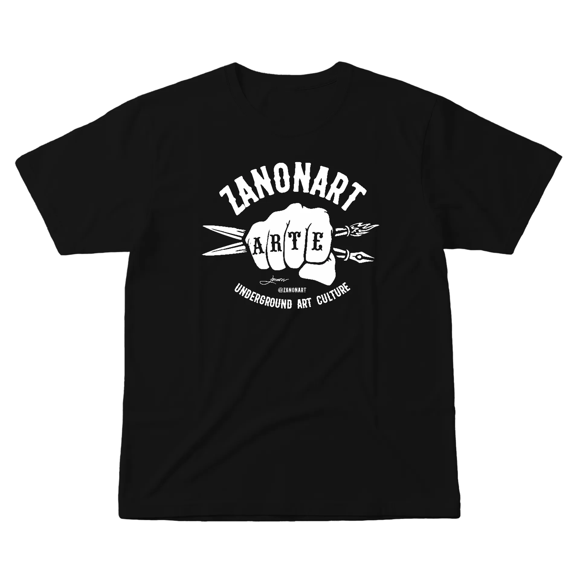Camiseta Arte Underground 100% Algodão Preto - Imagem 1