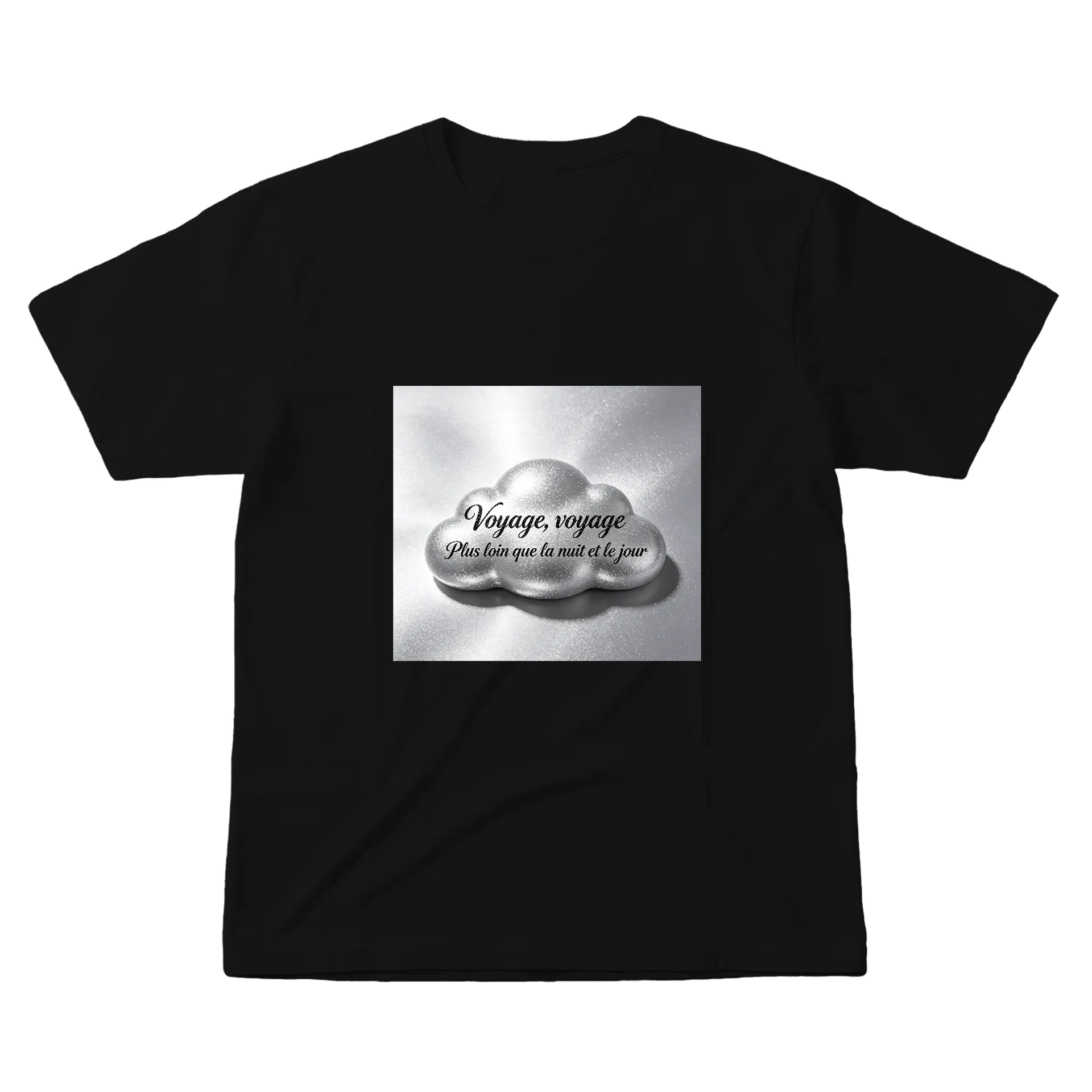 Camiseta Nuvem Prateada Estampa Tipográfica 100% Algodão - Imagem 1