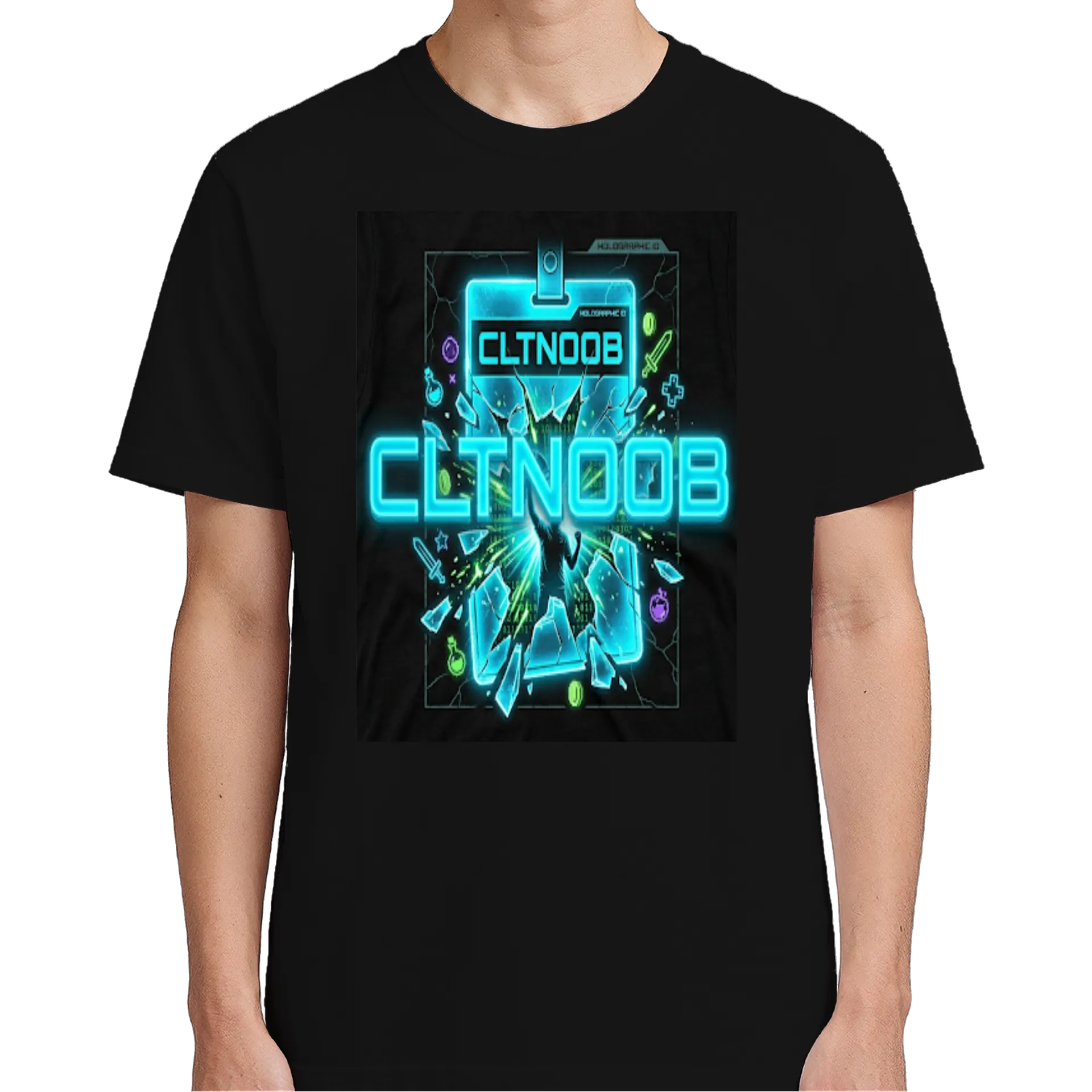 Camiseta Estampa CLTNOOB Holográfica 100% Algodão - Imagem 5