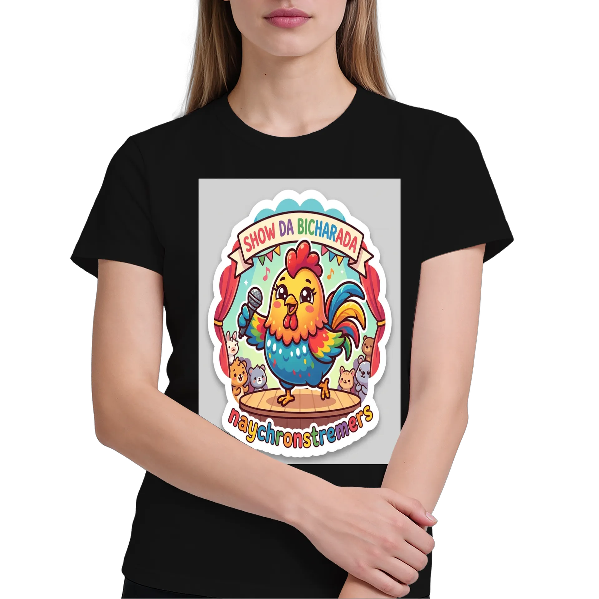 Camiseta Galo Cantor em Estilo Cartoon 100% Algodão - Imagem 3