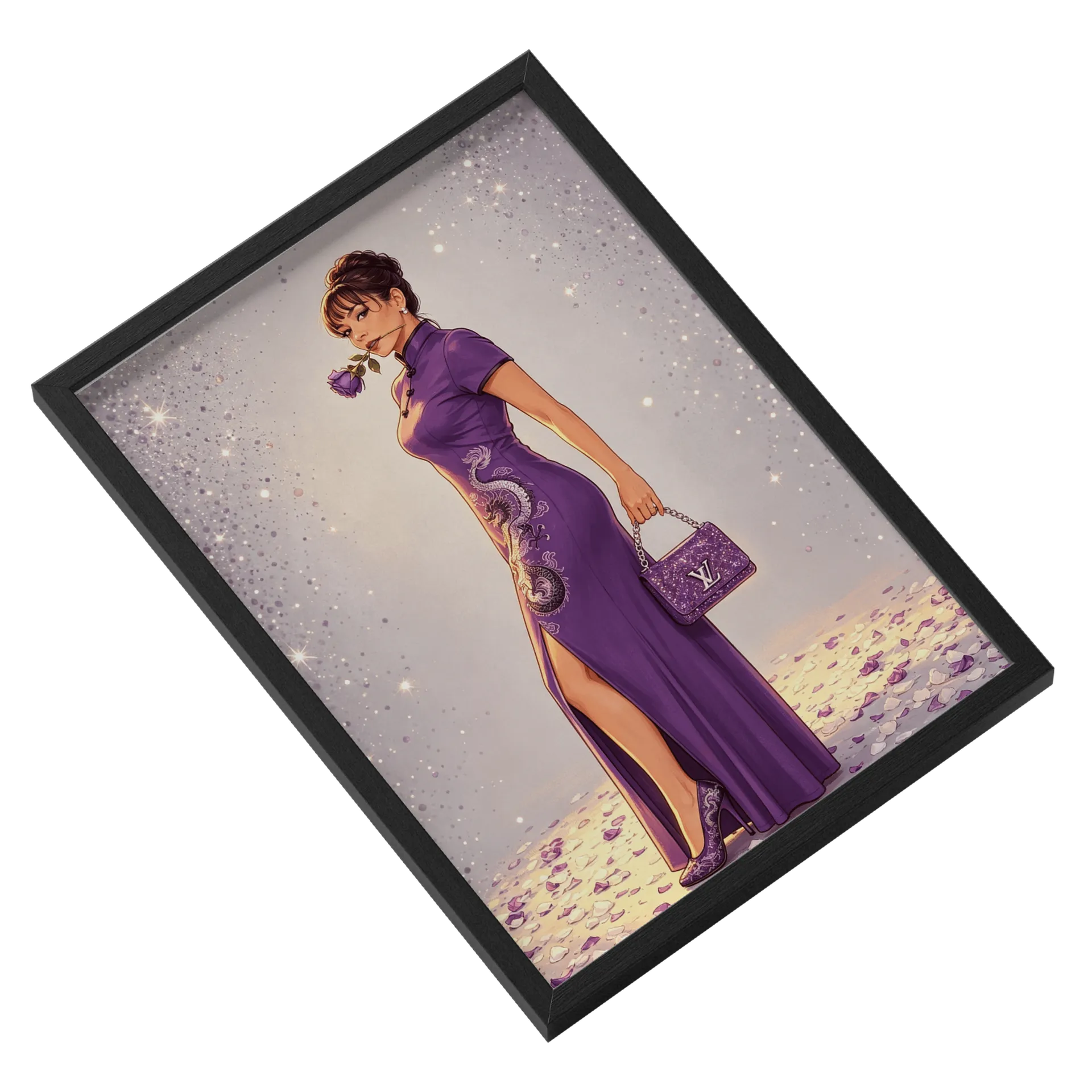Quadro Gato Astronauta Estilo Retro A3 com Vidro MDF e Vidro - Imagem 2