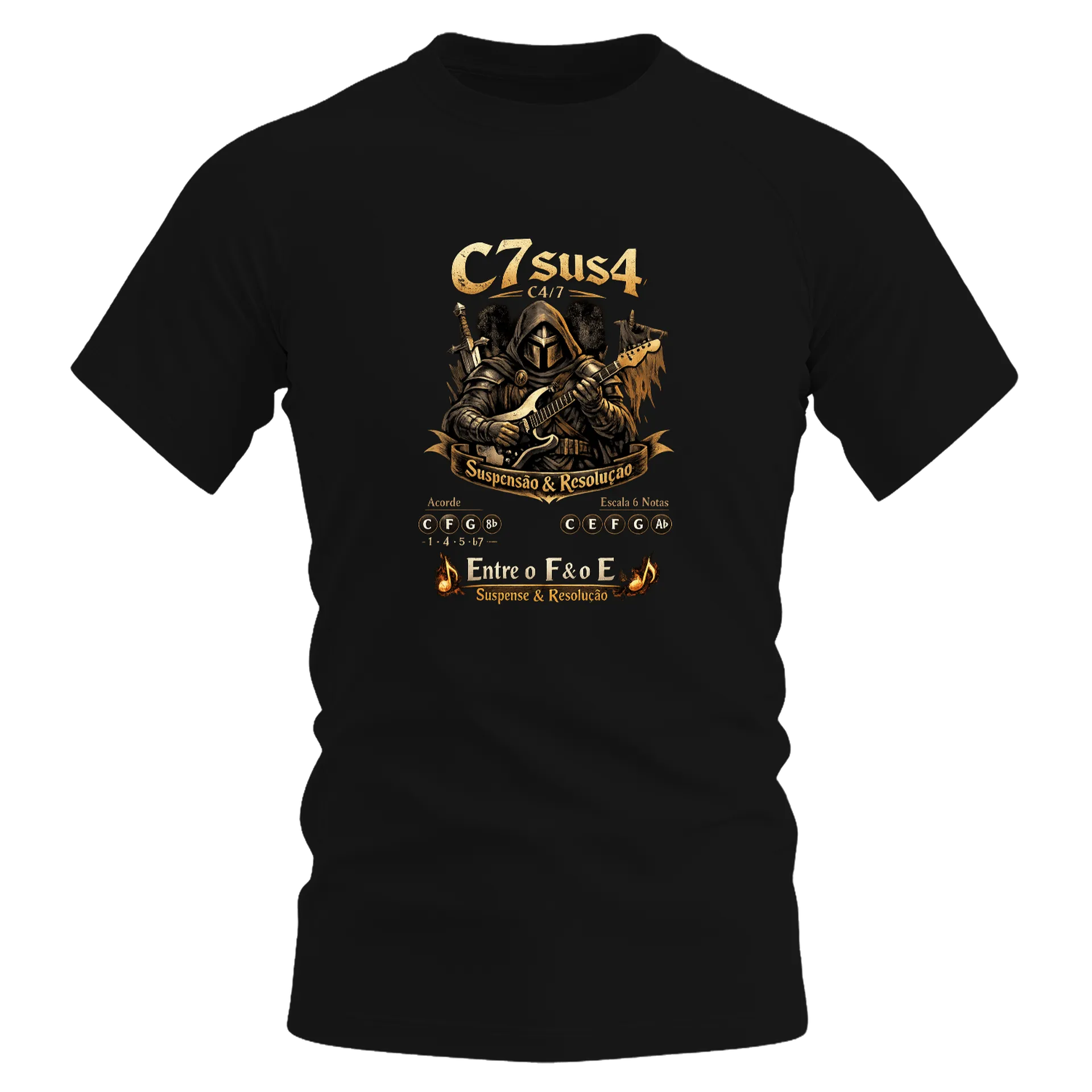 Camiseta Dry Fit Estampa Cavaleiro Guitarra Metal Seriado - Imagem 1