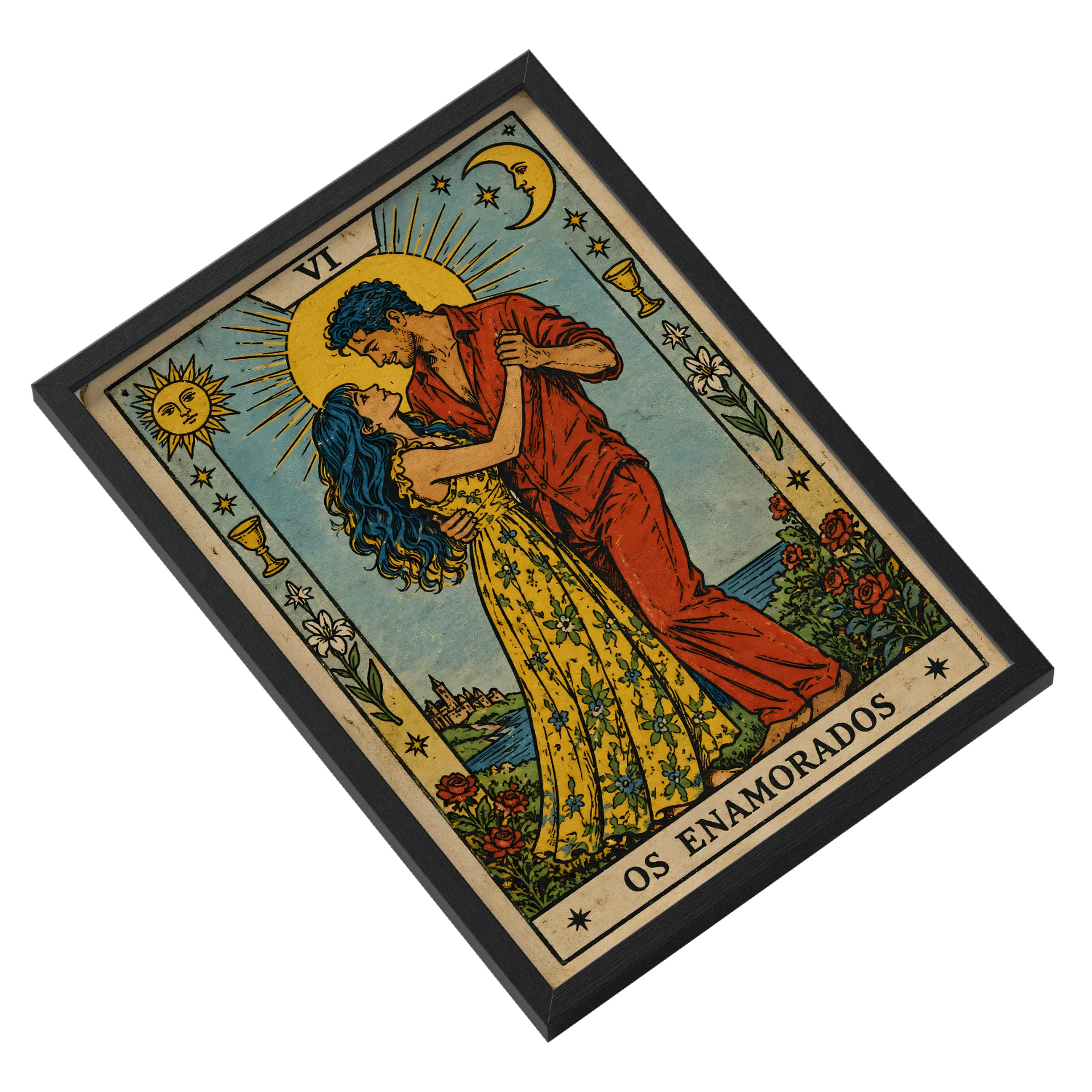 Quadro Os Enamorados Estampa Tons Mostruários A3 com Vidro - Imagem 2
