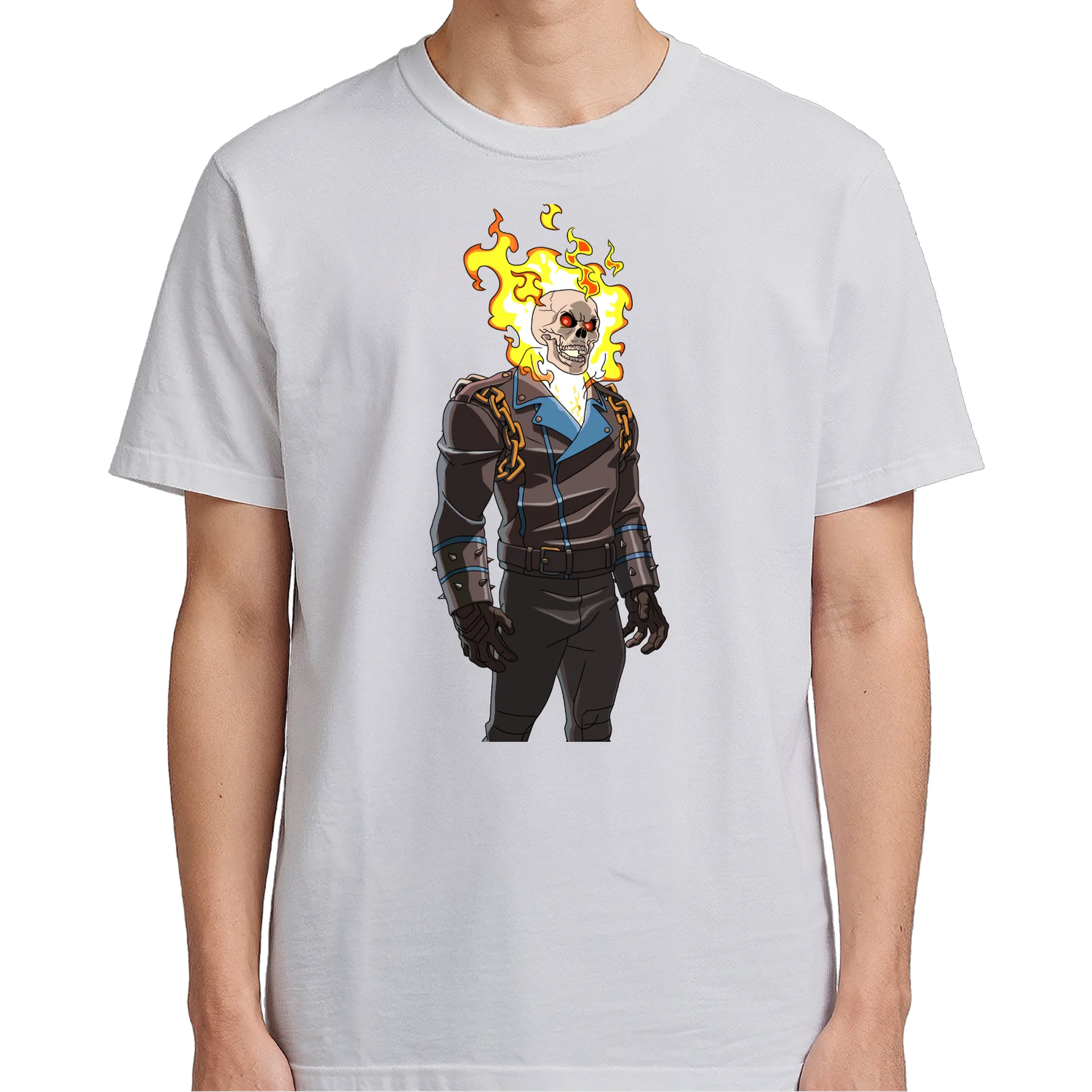 Camiseta Esqueleto Flamejante 100% Algodão - Imagem 5