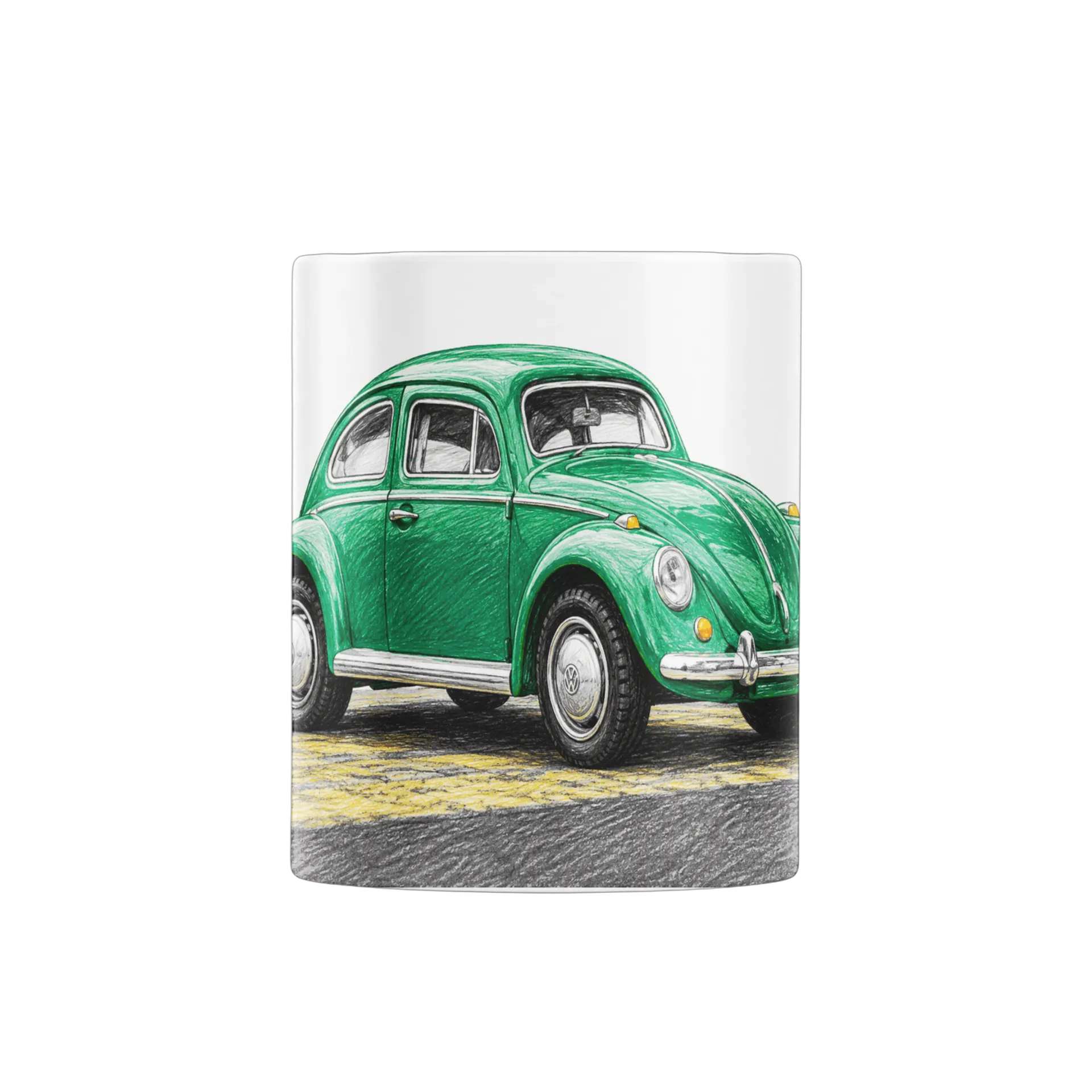 Caneca Porcelana Carro Clássico Verde 325ml - Imagem 3