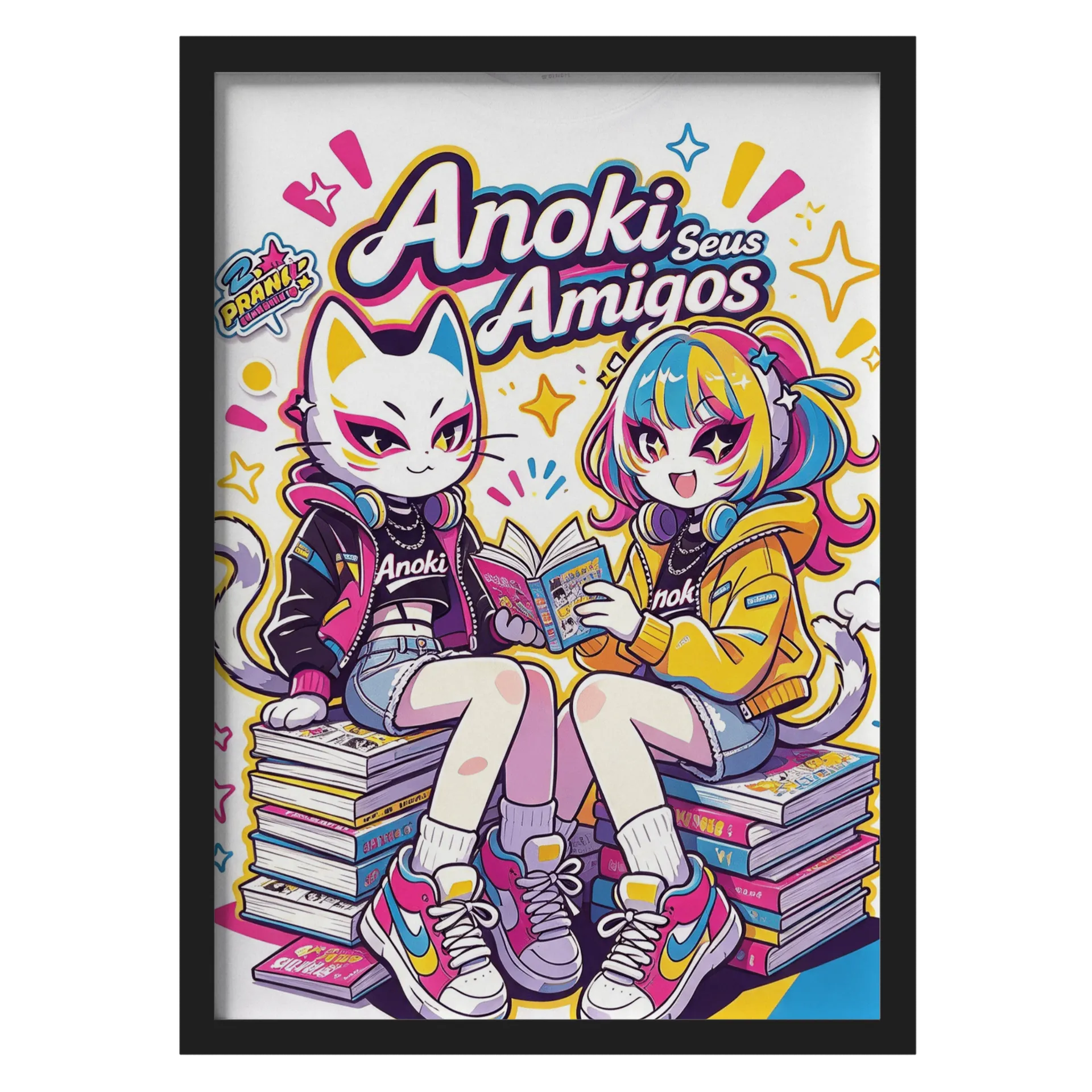 Quadro Anoki Seus Amigos Anime Colorido A3 com Vidro de anoki — imagem 1 de 3