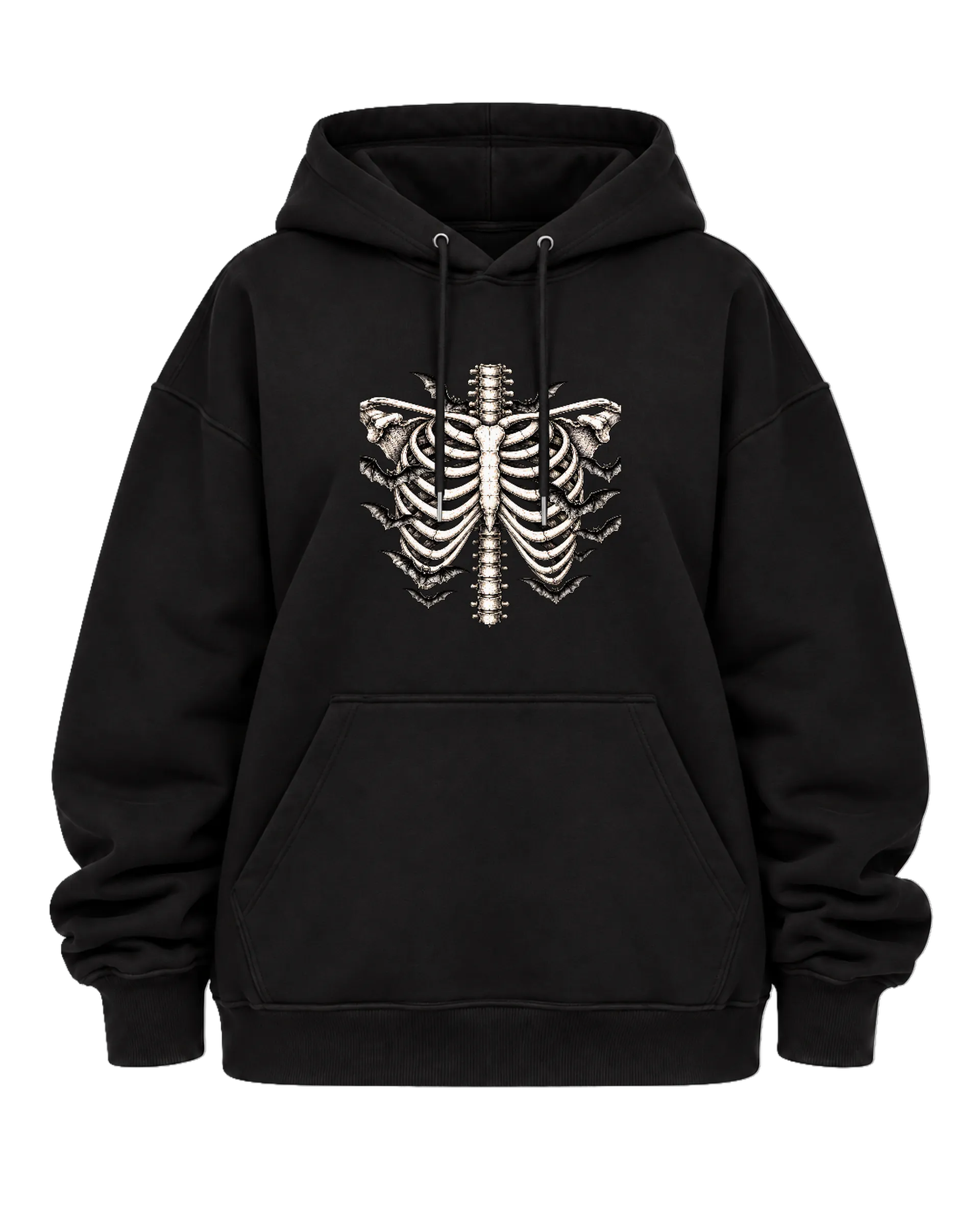 Blusa Moletom Canguru Costelas e Morcegos Monocromática - Imagem 4