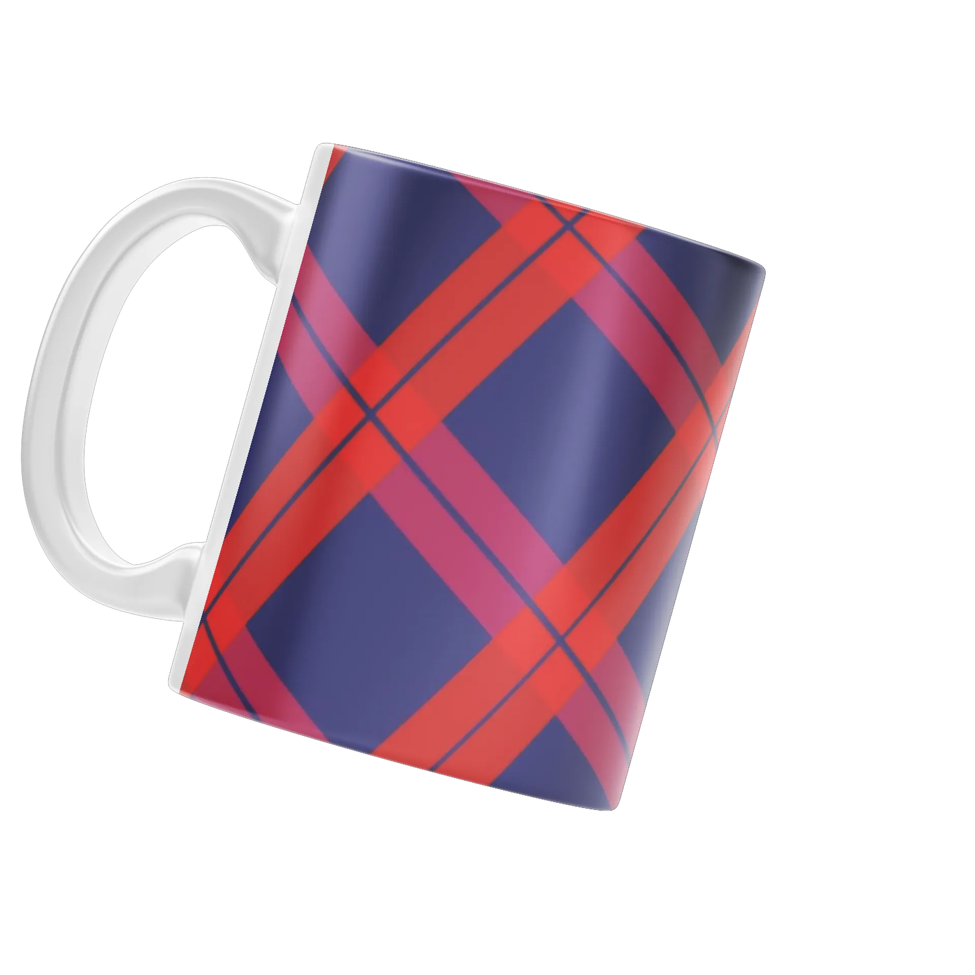 Caneca Estampa Plaid Azul Vermelho 325ml - Imagem 3