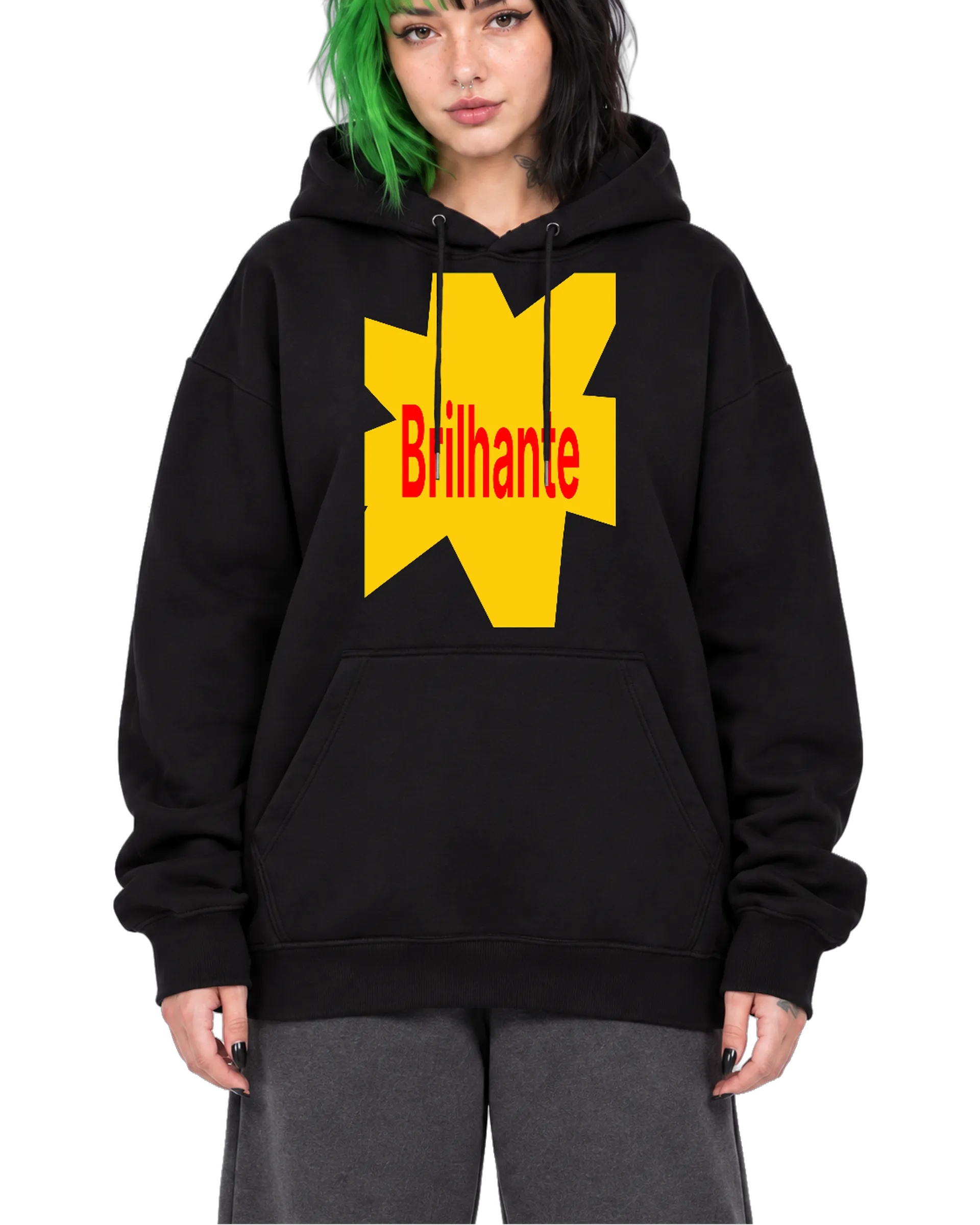 Blusa Moletom Canguru Estampa Tipográfica Brilhante - Imagem 1