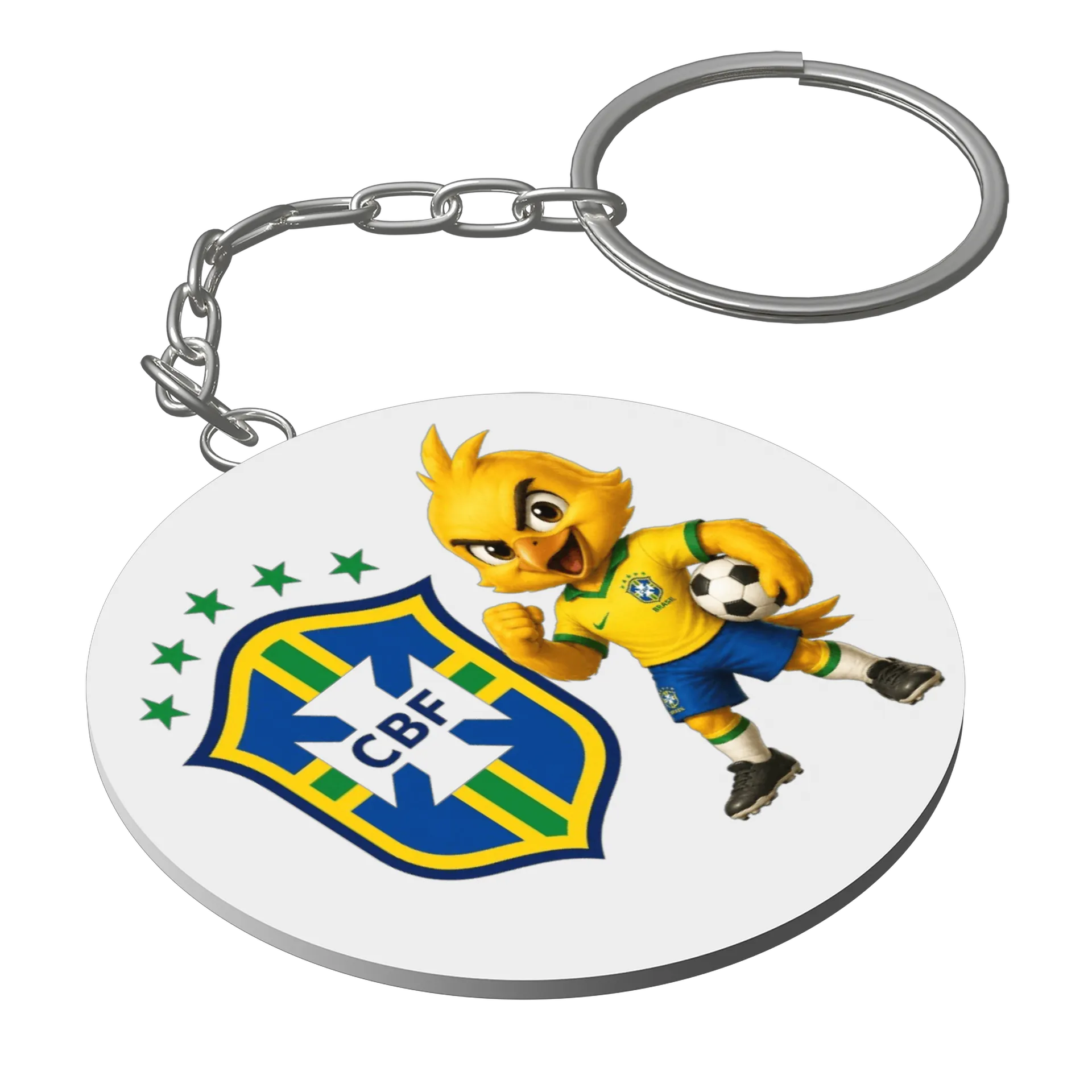 Chaveiro MDF Mascote Futebol Brasil 5x5cm - Imagem 1