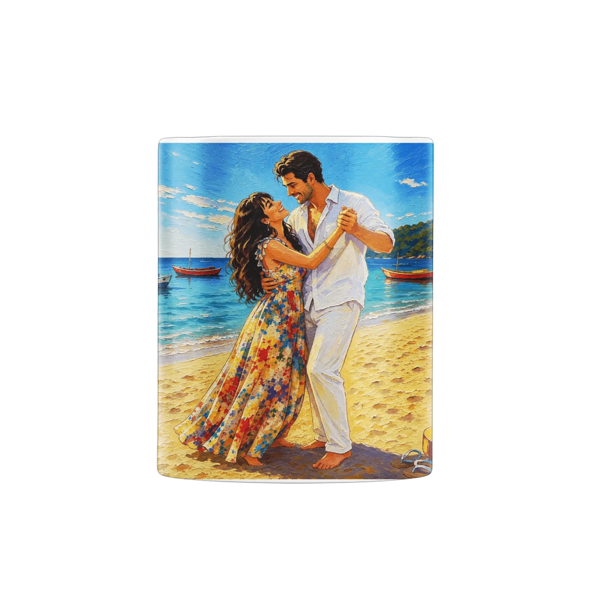 Caneca Porcelana Casal na Praia com Violão 325ml - Imagem 3
