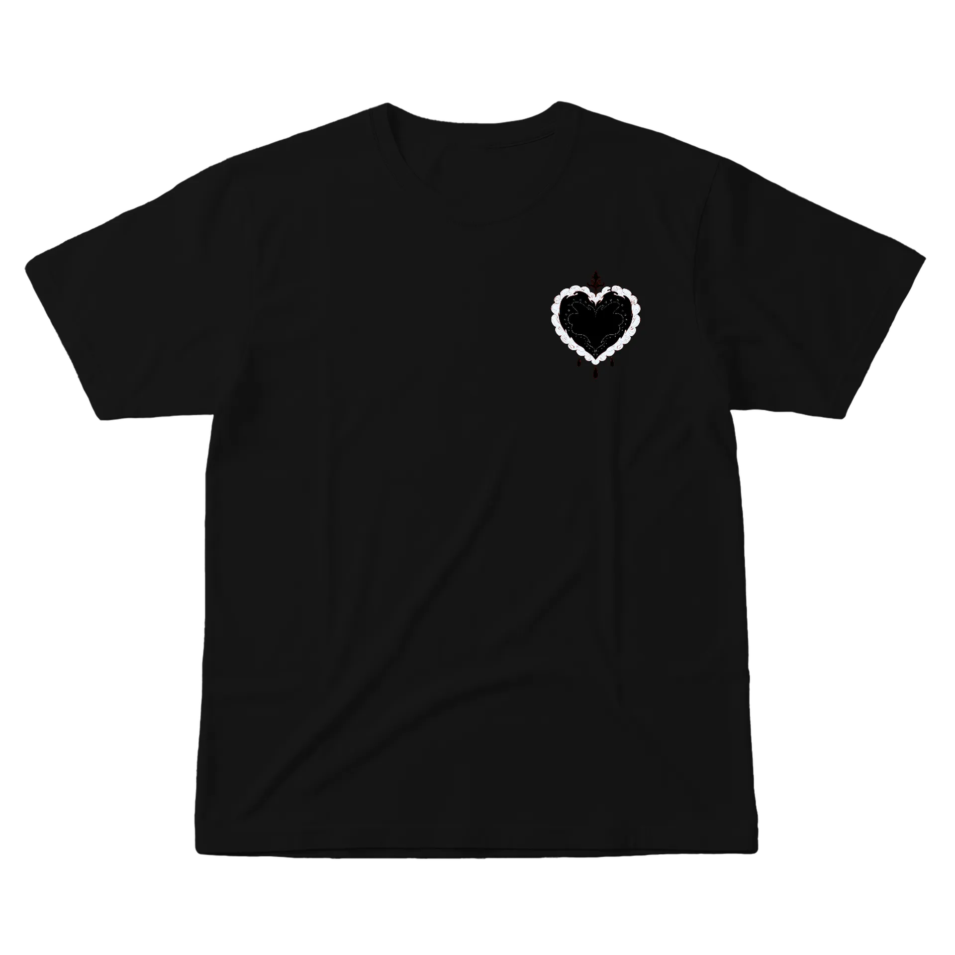 Camiseta Coração Ornamental Gótico Tipografia 100% Algodão - Imagem 1