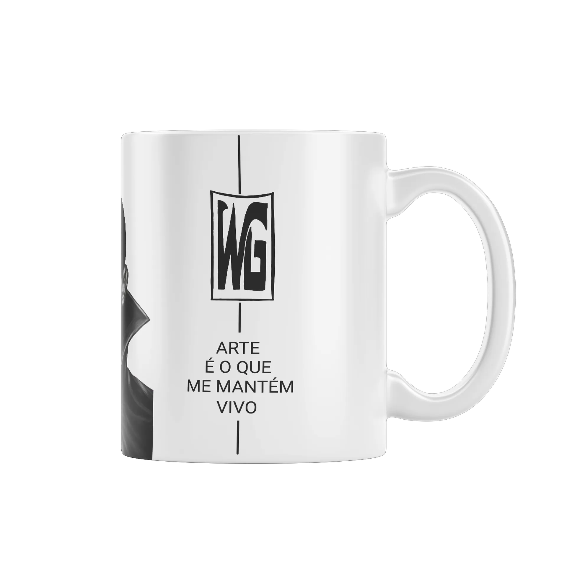 Caneca Porcelana Retrato de Homem em Preto e Branco 325ml - Imagem 1