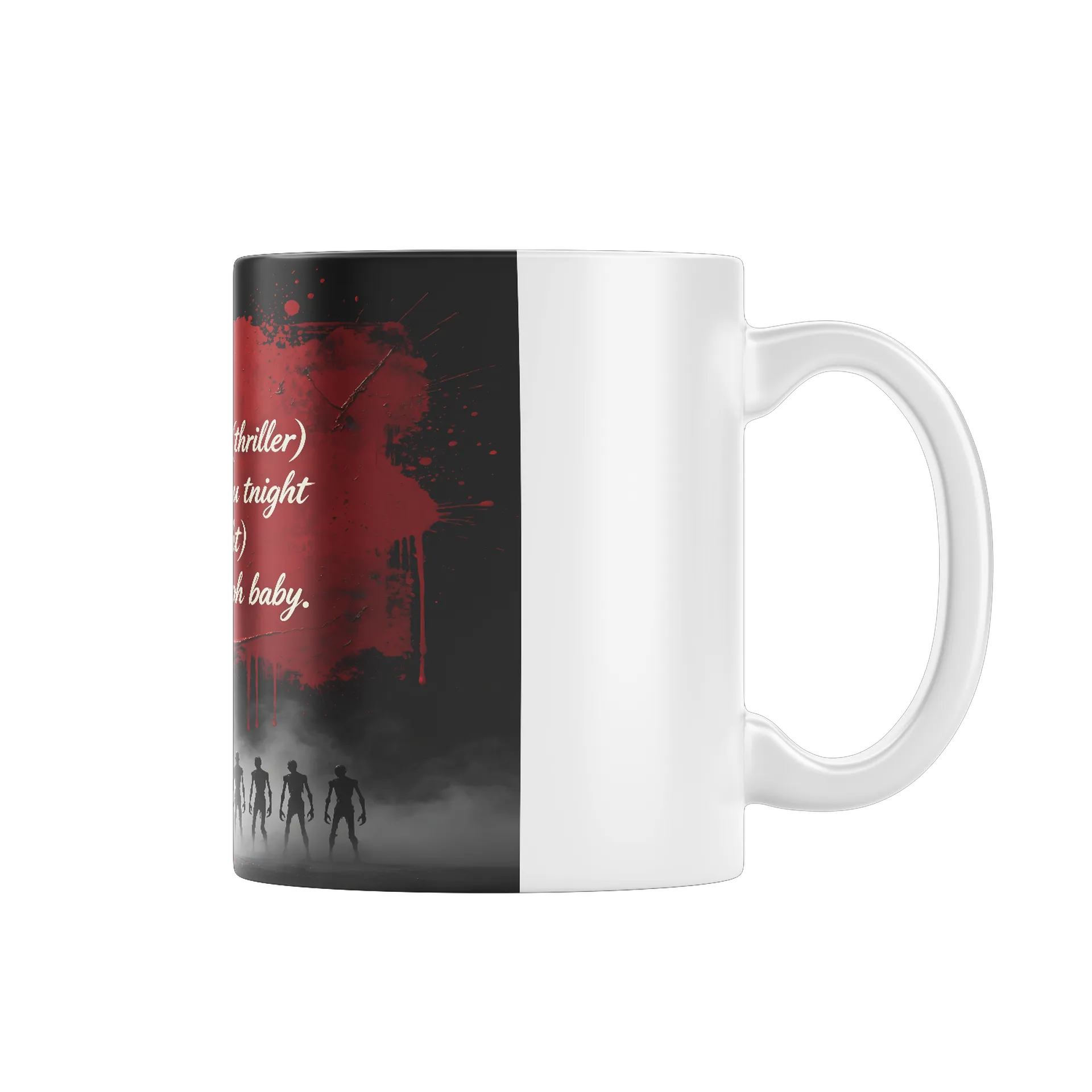 Caneca Porcelana Estampa Tipográfica Thriller Vermelha 325ml - Imagem 1