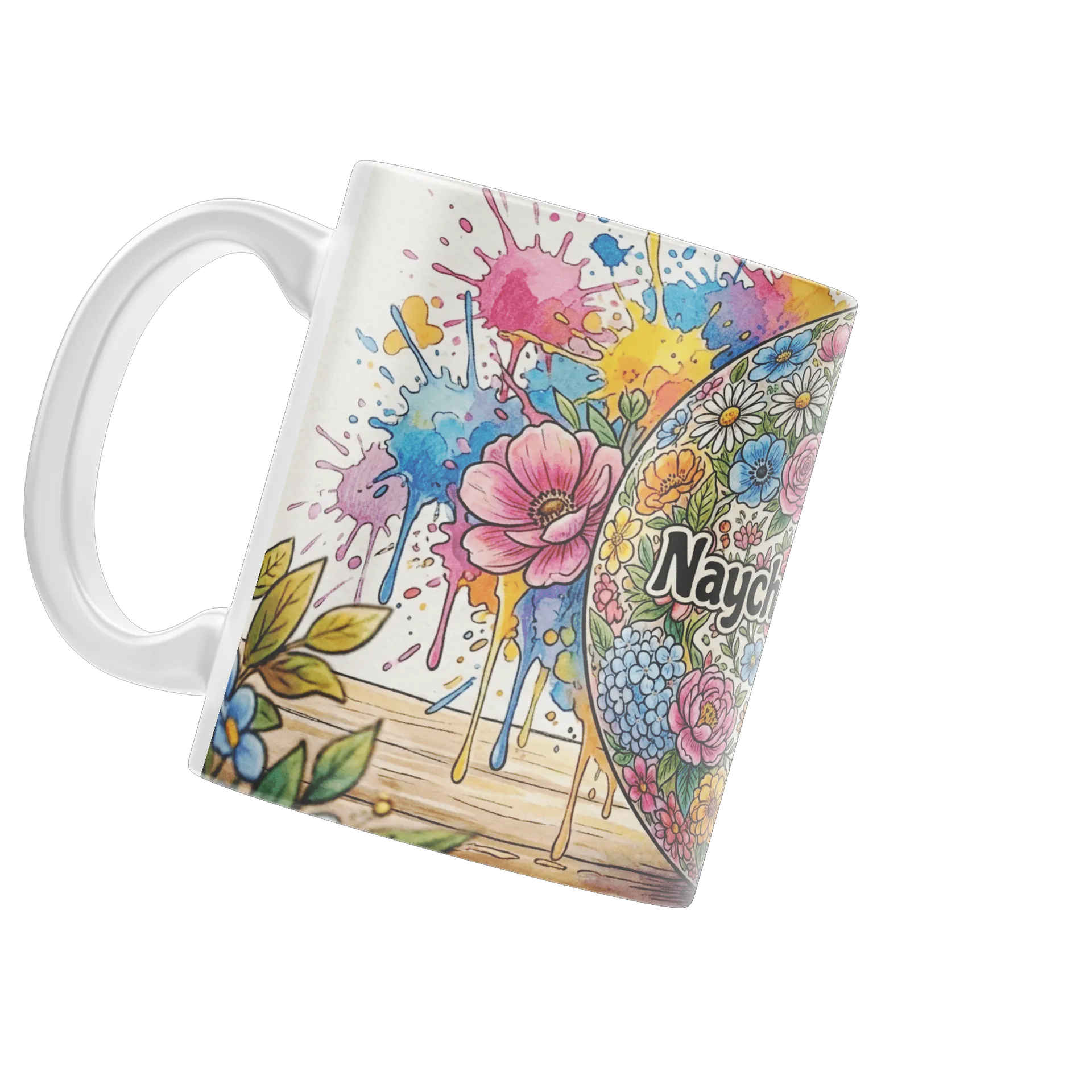 Caneca Naychronstreamers Floral Colorida 325ml - Imagem 1