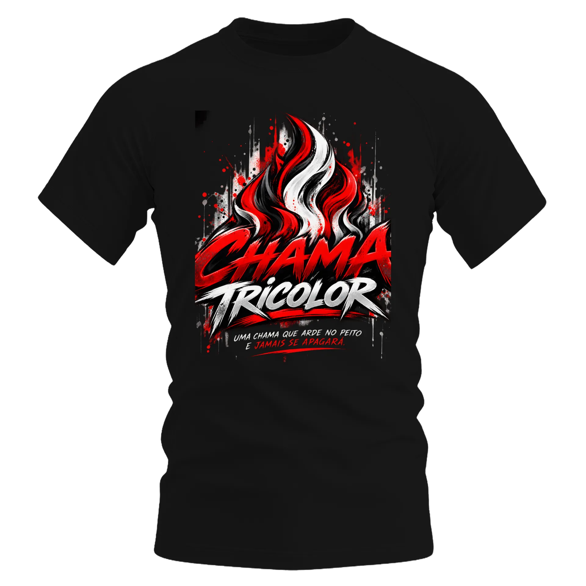 Camiseta Dry Fit Chama Tricolor Estampa Tipográfica de CHAMA TRICOLOR — imagem 1 de 6