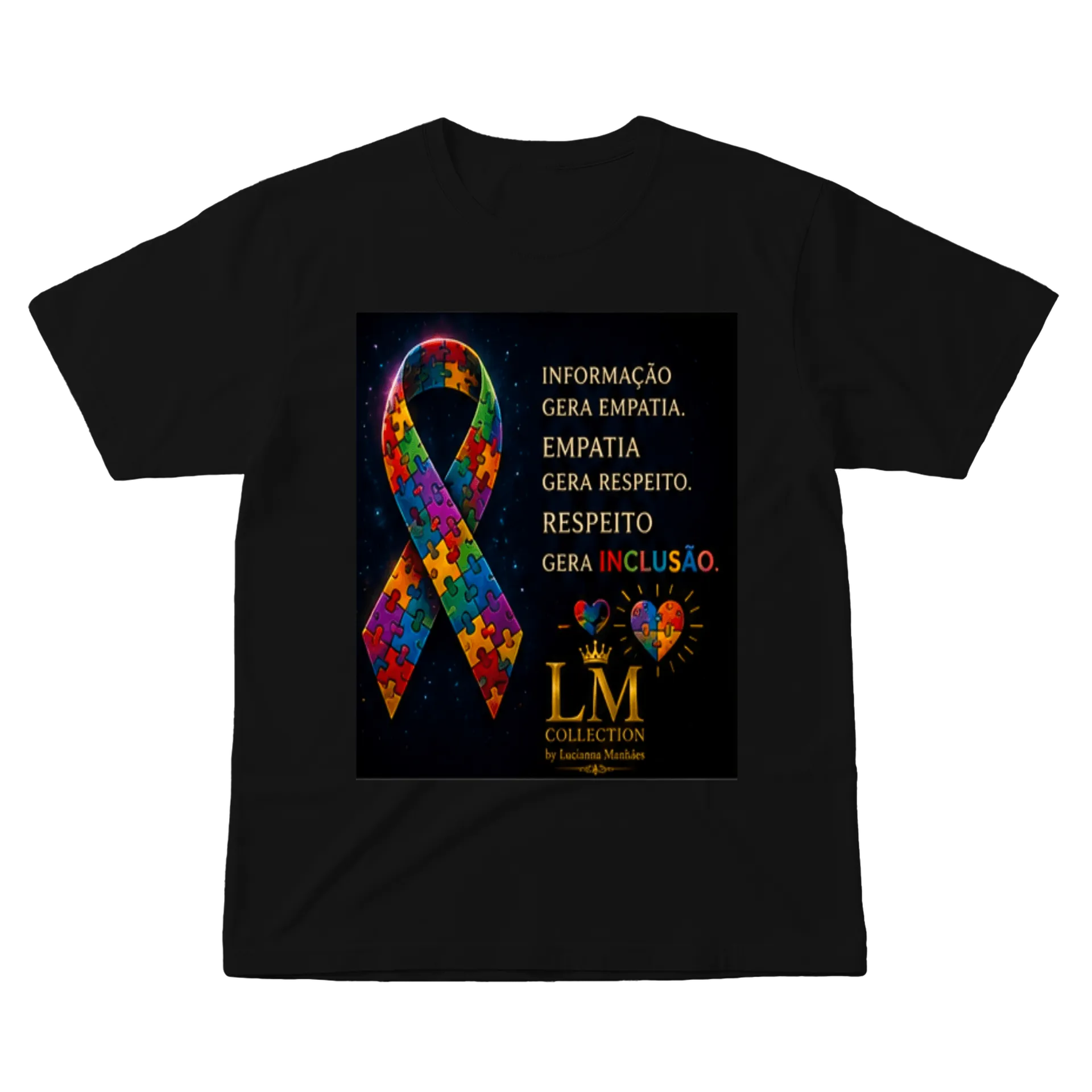 Camiseta Estampa Quebra-Cabeça Colorido 100% Algodão - Imagem 1