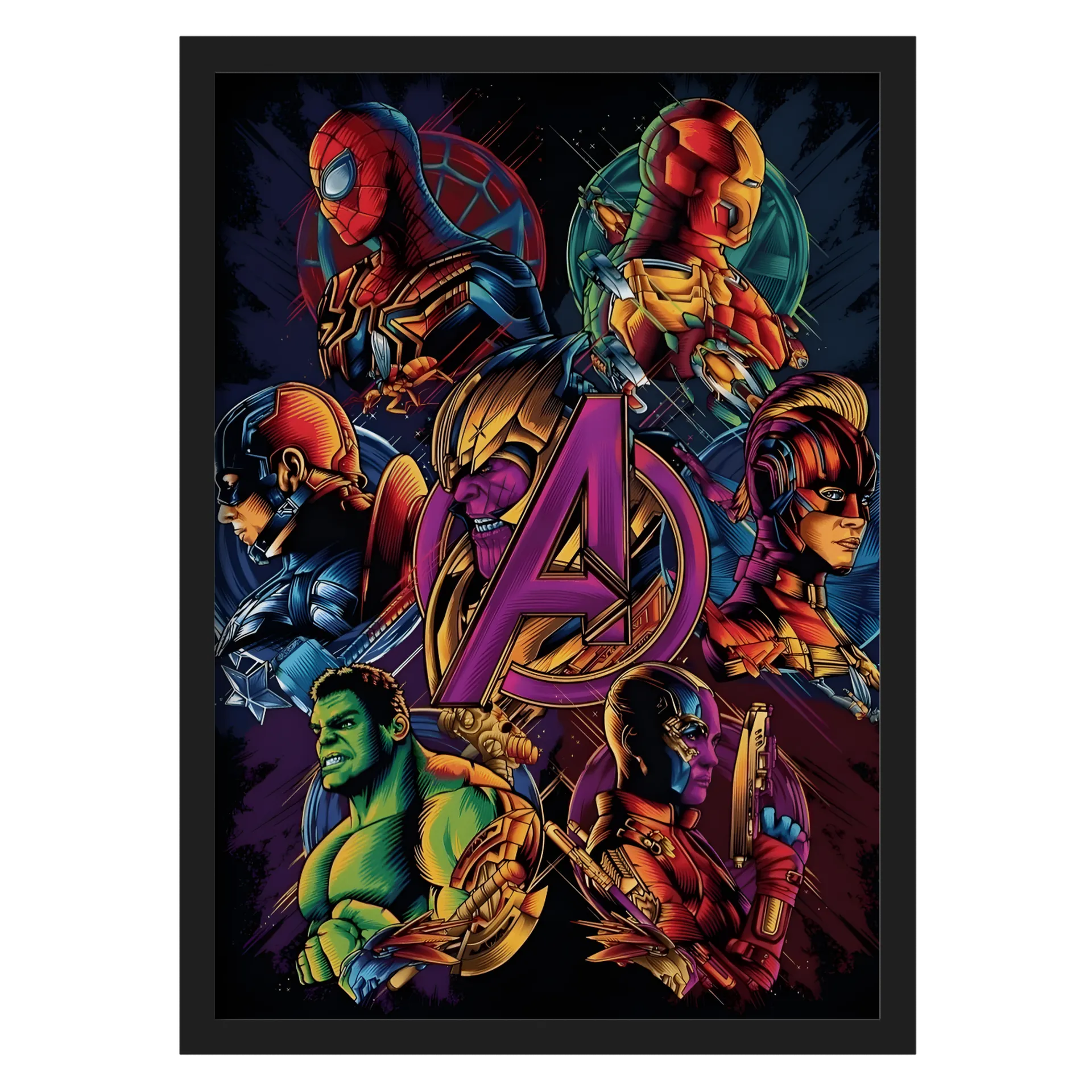 Quadro A3 personalizado Com Vidro dos Vingadores - Imagem 1