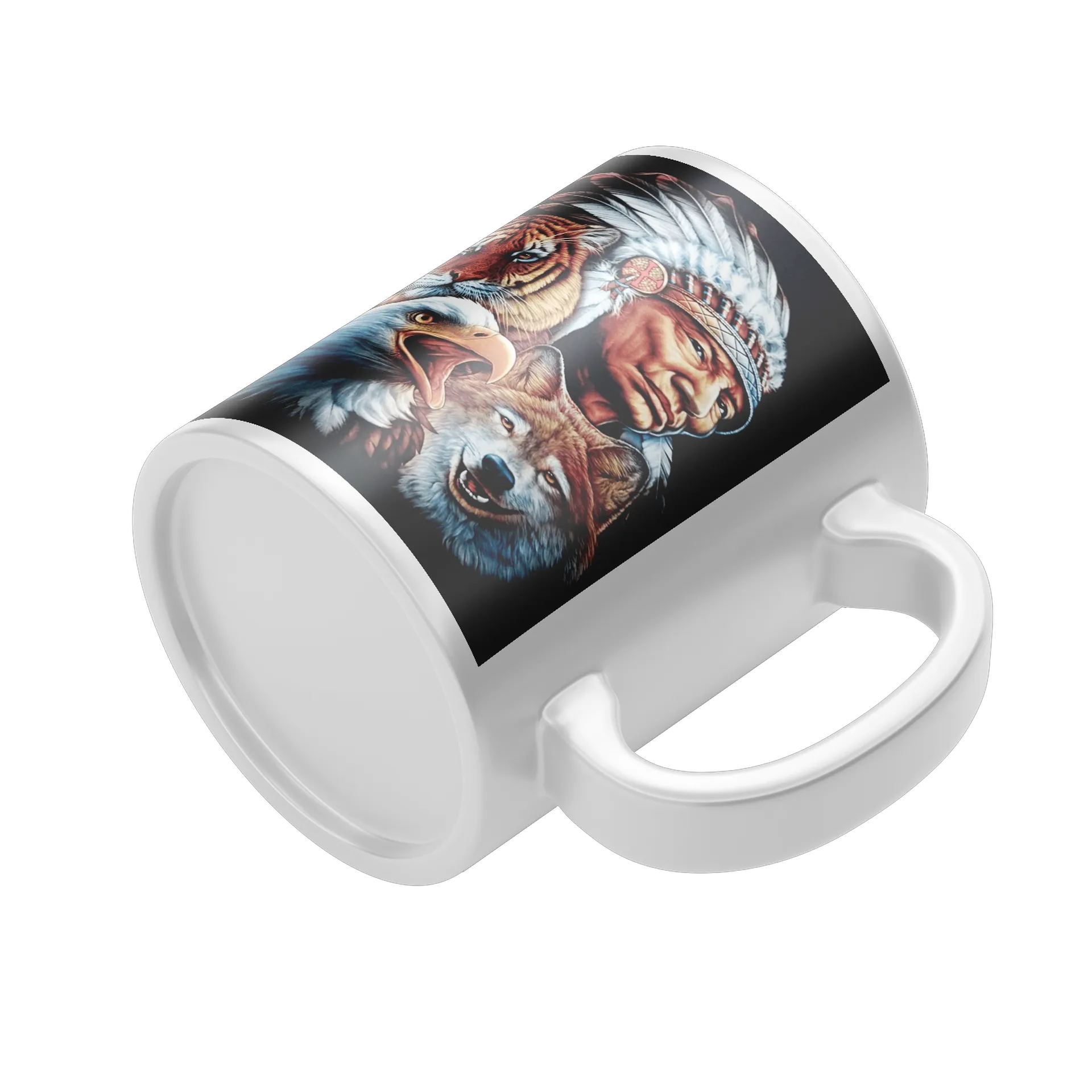 Caneca personalizada Índio, tigre,lobo e águia  de Lopes Estampas Clássicas  — imagem 4 de 4