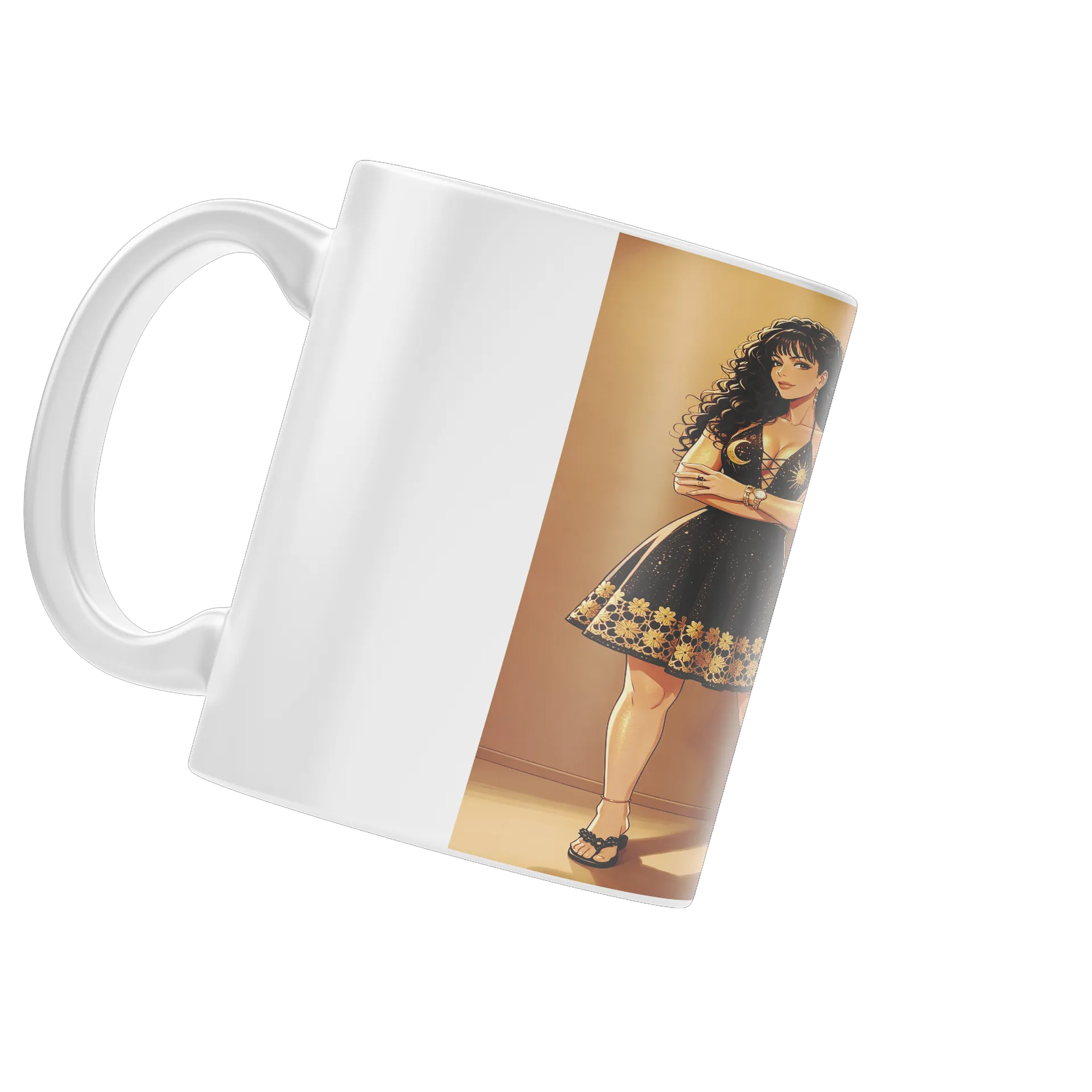 Caneca Porcelana Pessoa Estampa Mulher Solar Plissada 325ml - Imagem 4