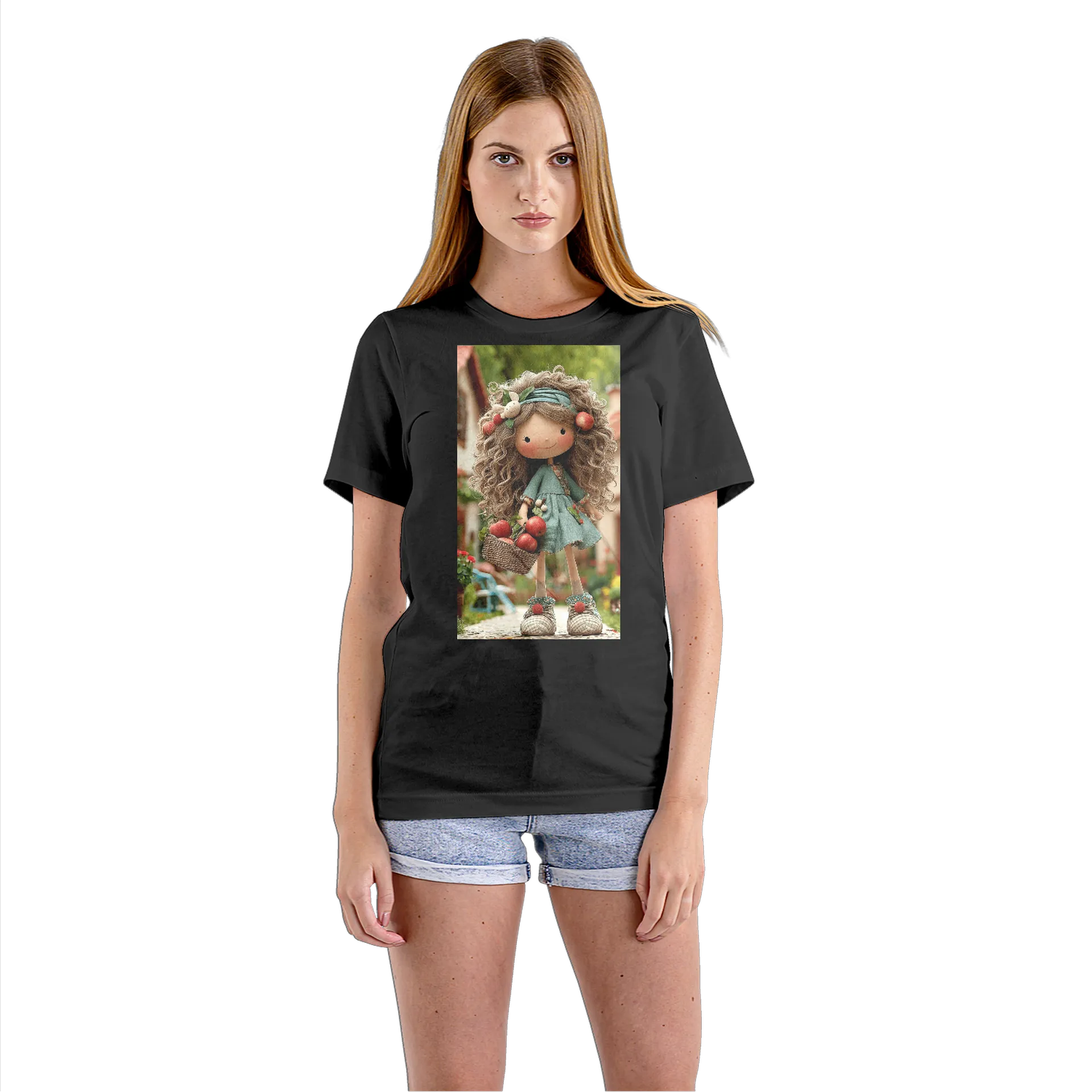 Camiseta Babylook Boneca com Maçãs 100% Algodão - Imagem 3