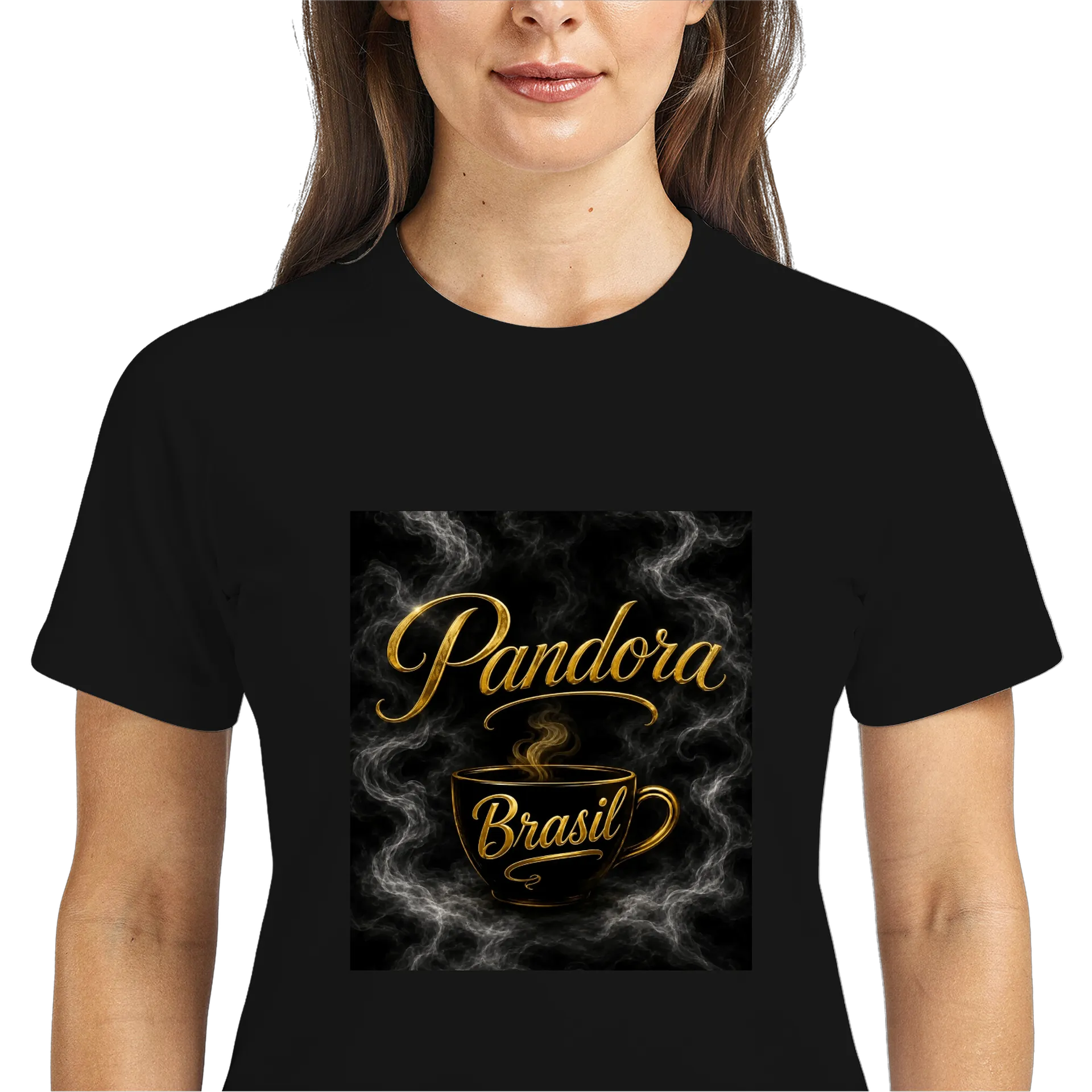 Camiseta Dry Fit Pandora Brasil Estampa Ouro Respirável - Imagem 3