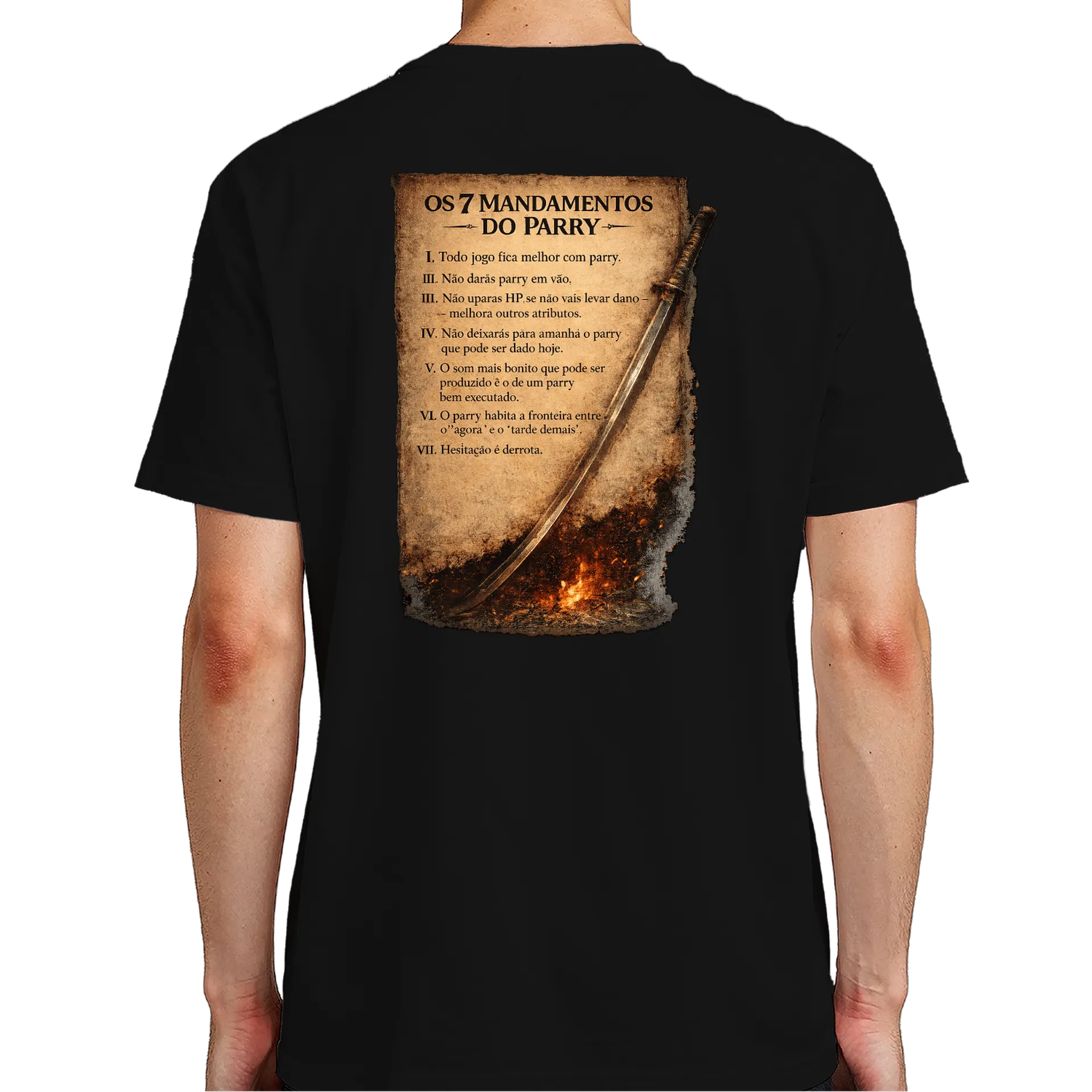 Camiseta “O Ronin + 7 Mandamentos do Parry” – Estilo Samurai - Imagem 7