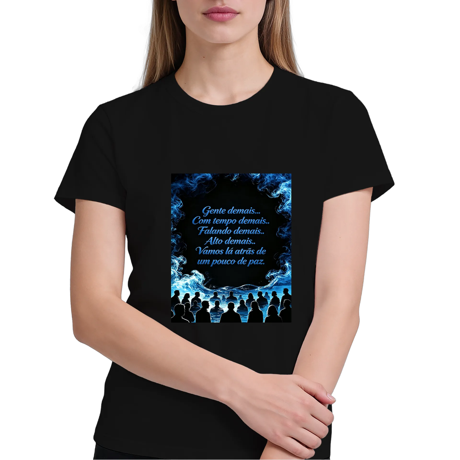 Camiseta Letra Ruyz Frase Azul 100% Algodão - Imagem 4