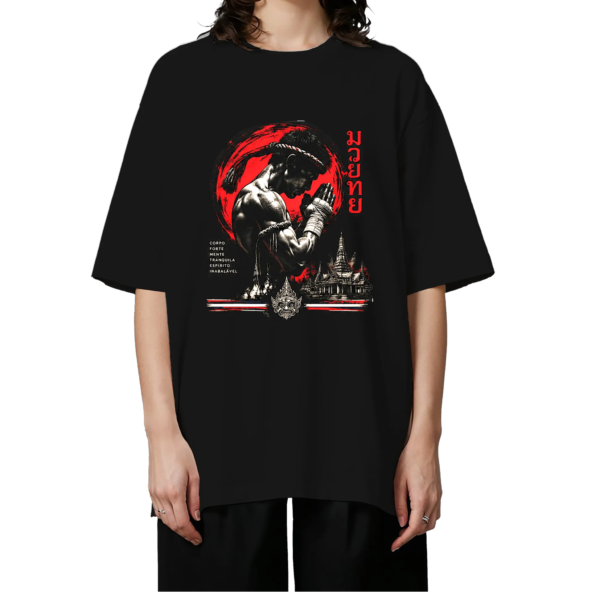 Camiseta Oversized Muay Thai Corpo Forte Mente Tranquila - Imagem 3