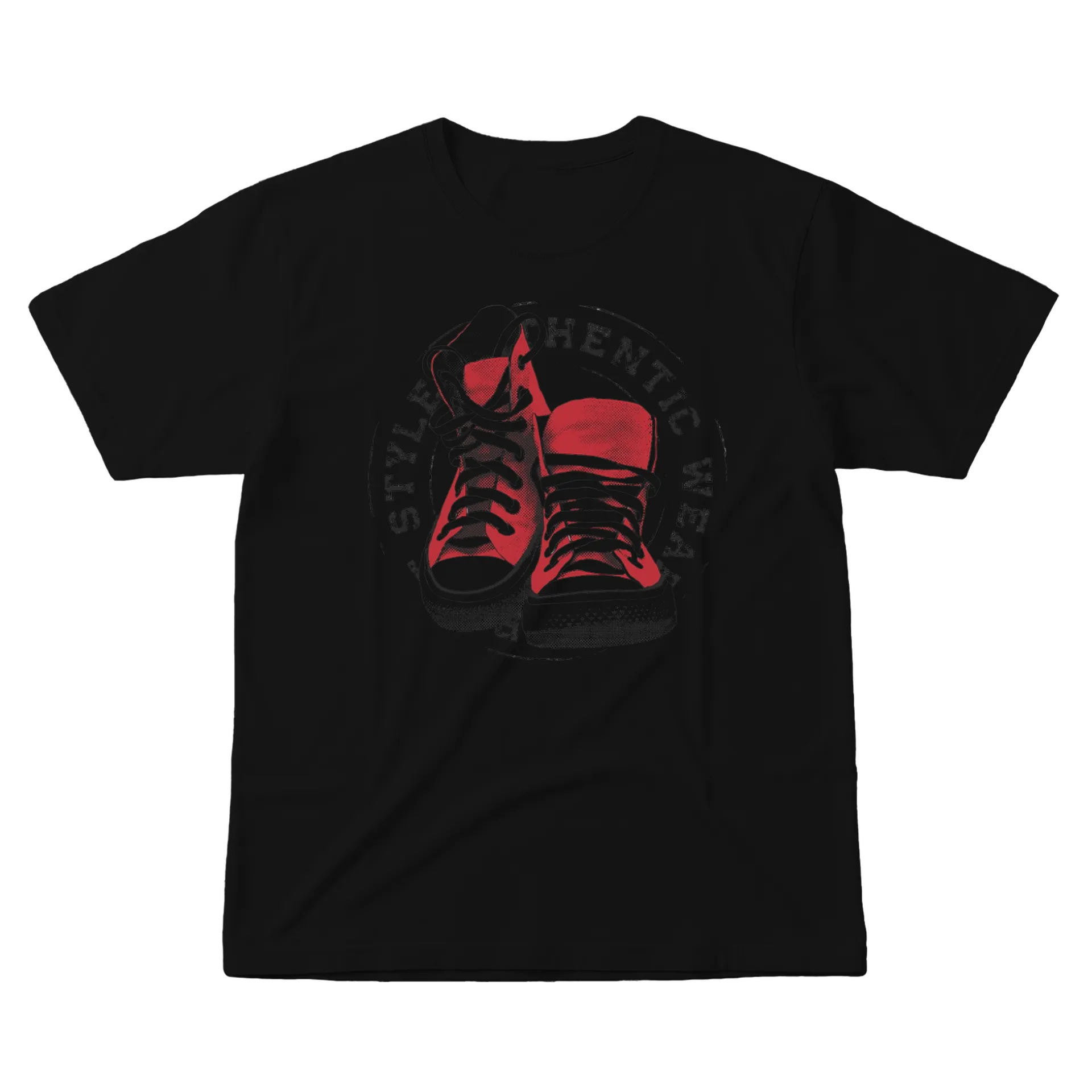 Camiseta Tênis Vermelho Estampa Tipográfica 100% Algodão - Imagem 1