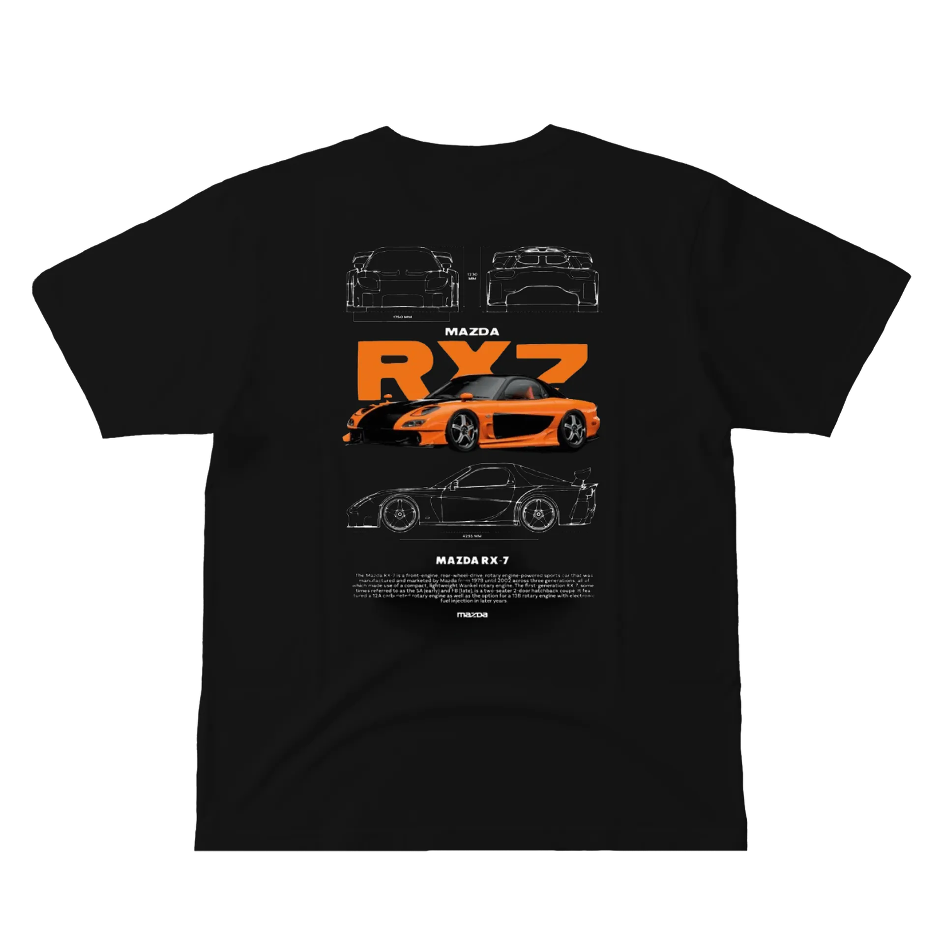 Camiseta Mazda RX-7 Estampa Preta 100% Algodão - Imagem 3