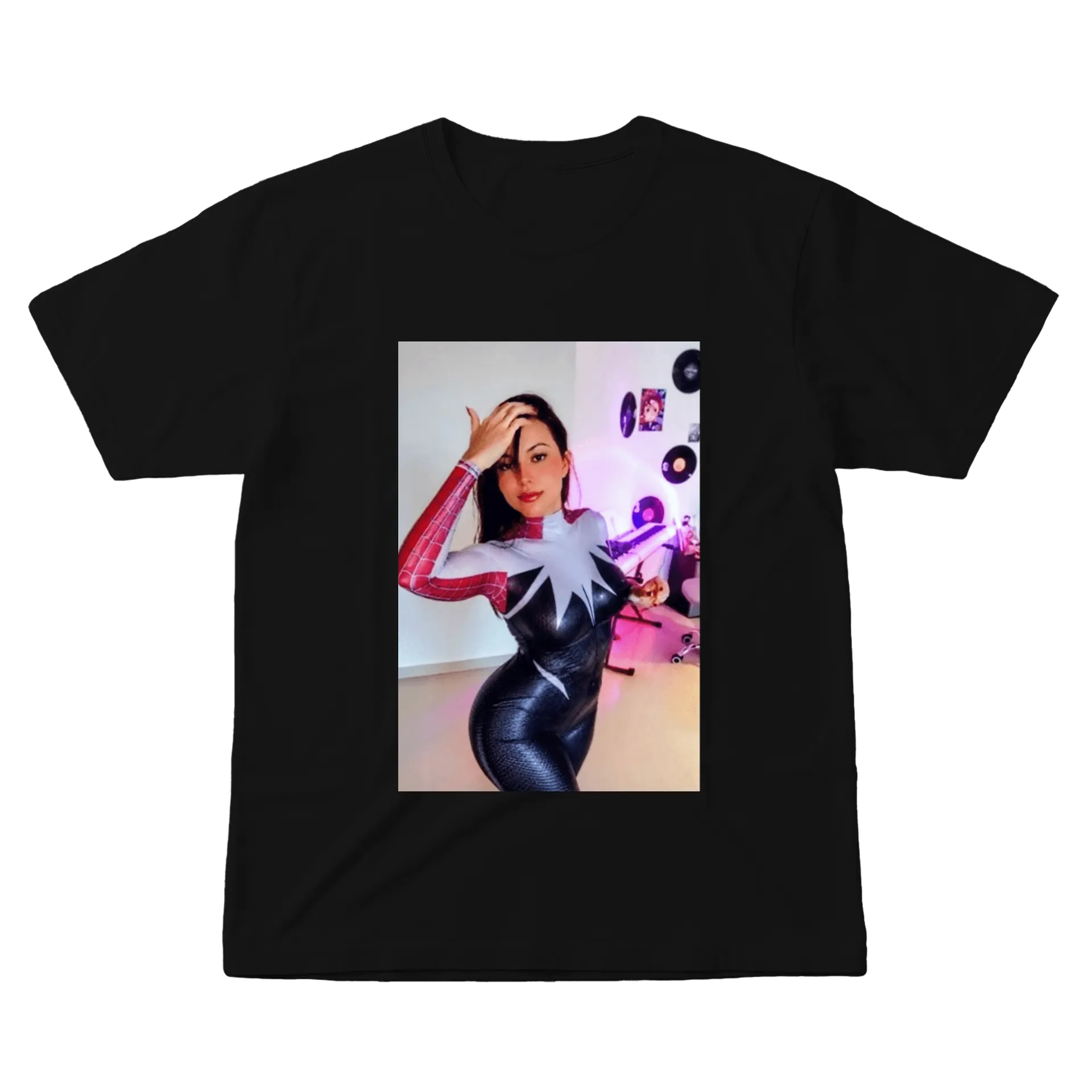 Camiseta Spider Girl 100% Algodão Preto - Imagem 1