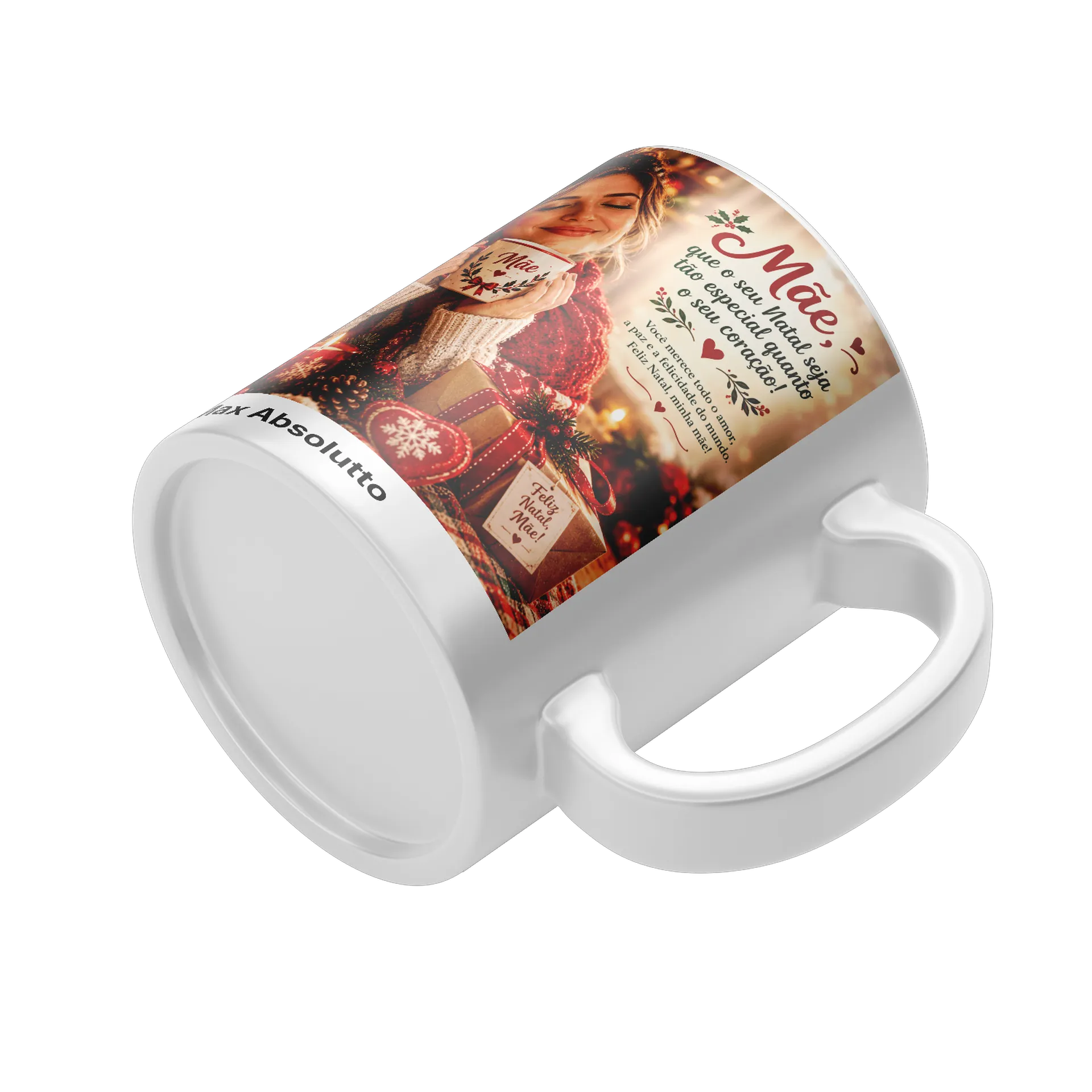 Caneca Porcelana Mãe e Natal Estampa Vermelha e Verde 325ml - Imagem 4