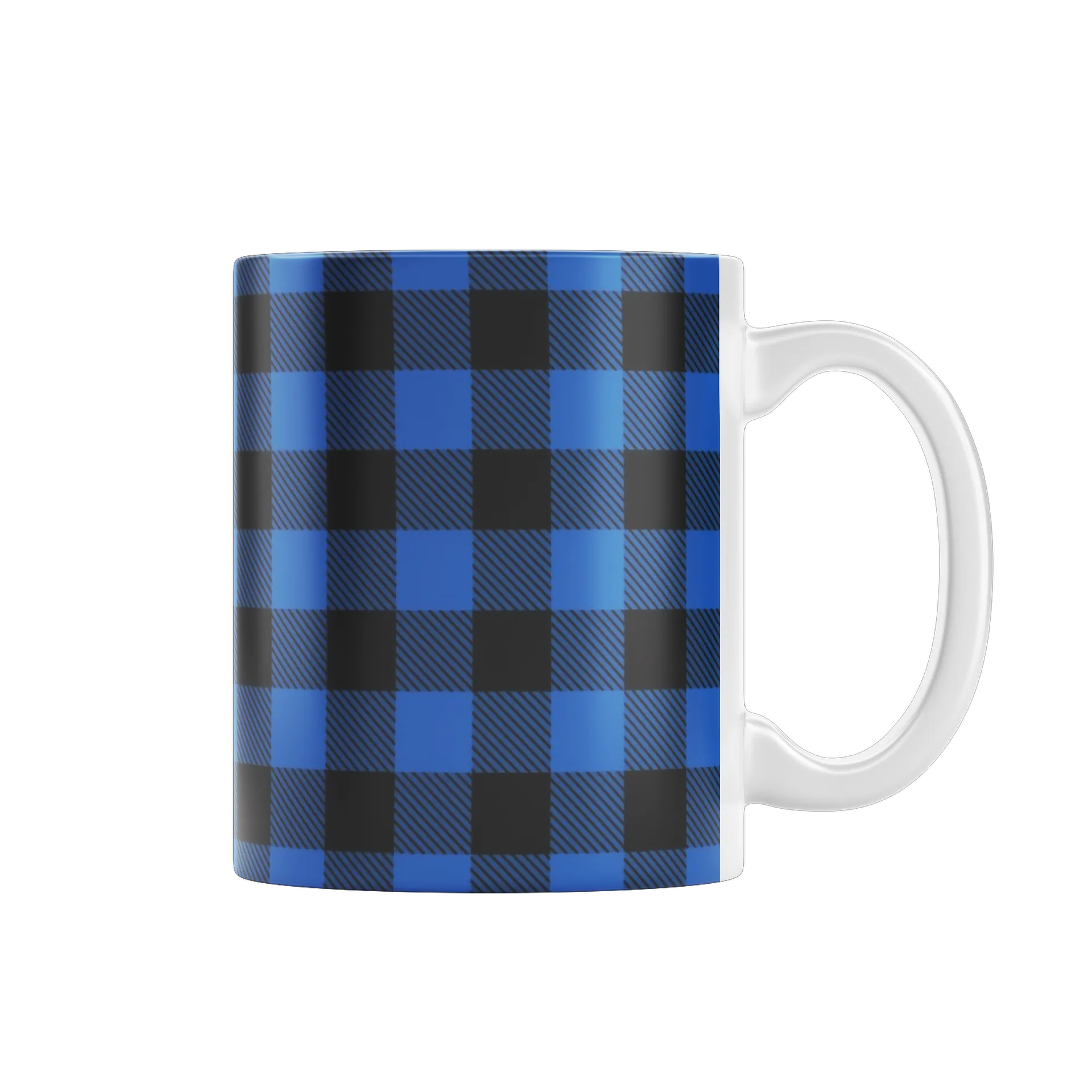 Caneca Porcelana Estampa Gráfica Listras Azul Brancas 325ml - Imagem 1