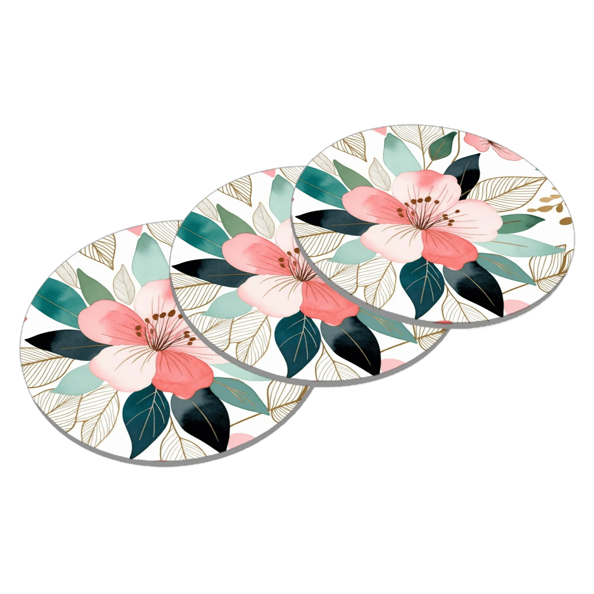 Porta-copo MDF Flores Coloridas 10x10cm de Lunara