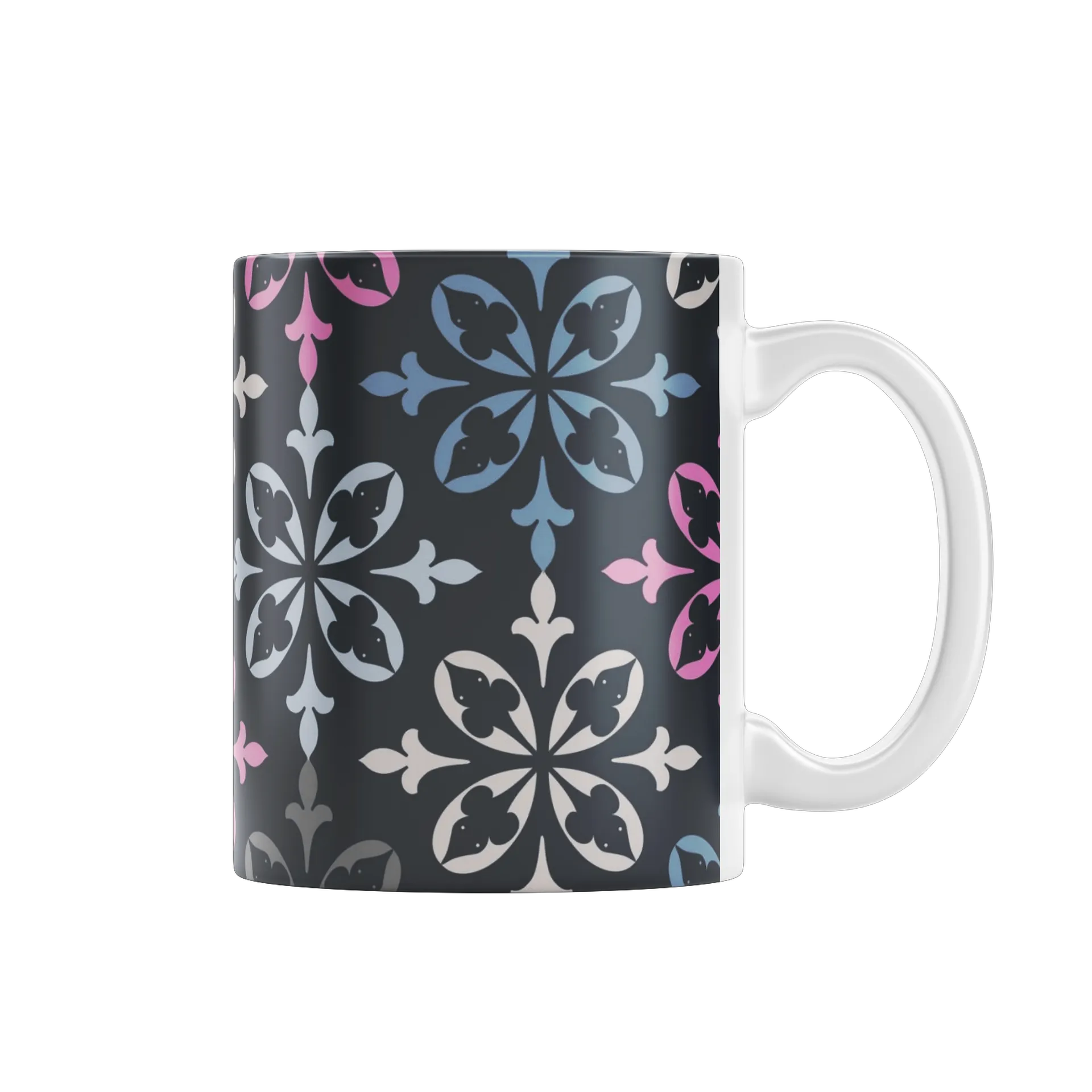Caneca Estampa Floral Clássica Azul Rosa 325ml - Imagem 1