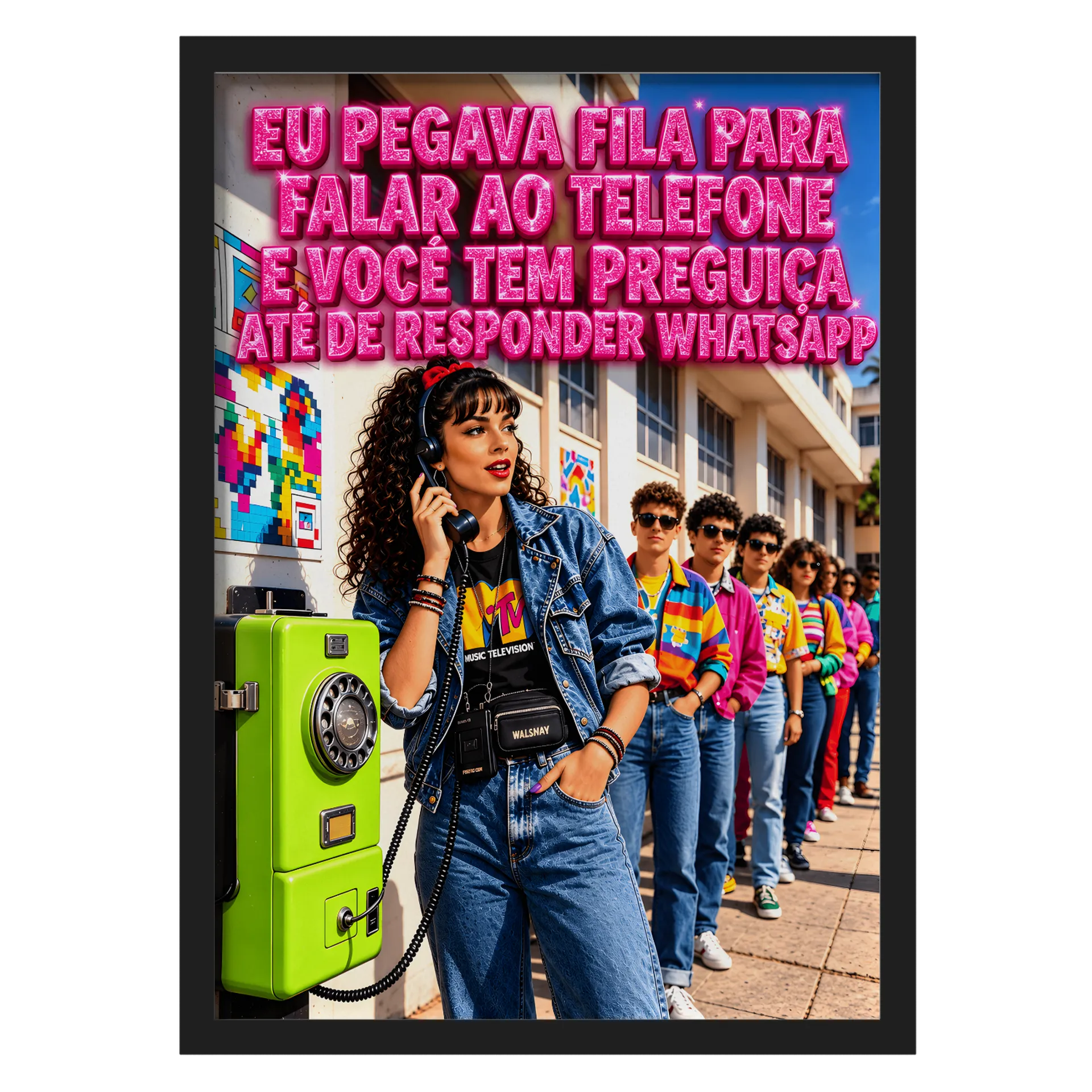 Quadro Estampa Neon Streetwear A3 MDF e Vidro - Imagem 1