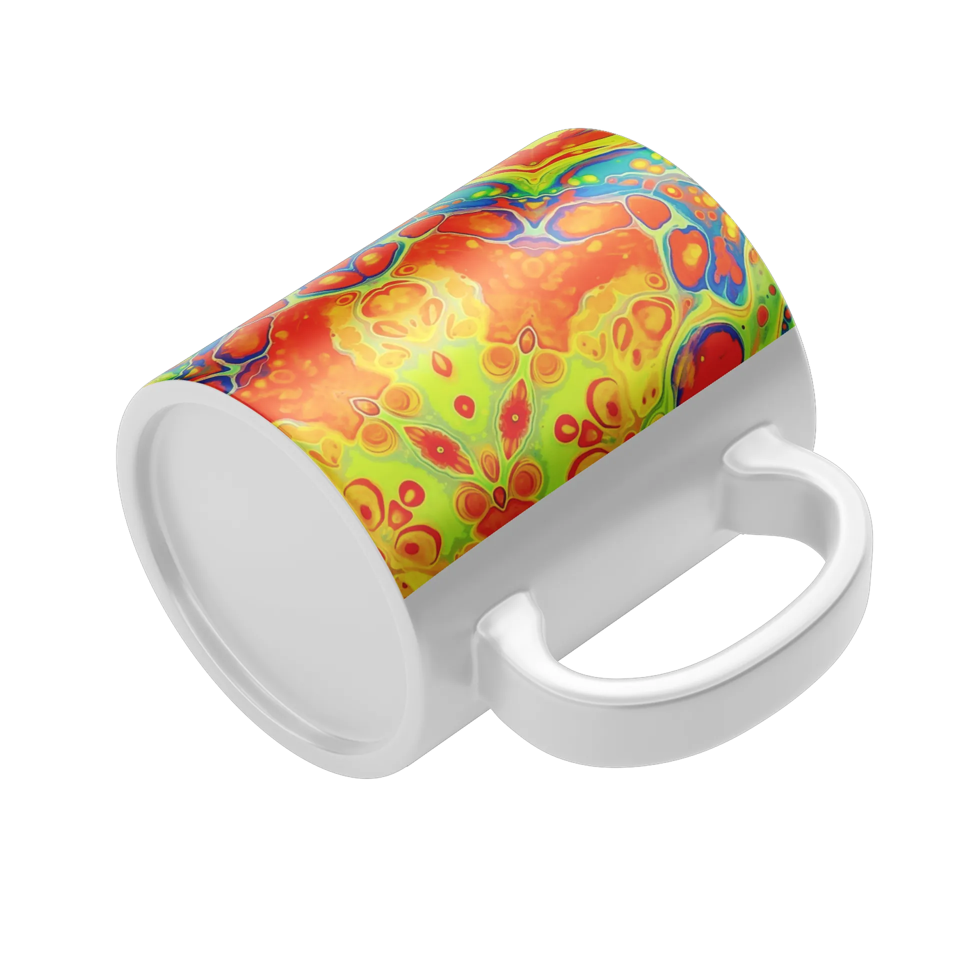 Caneca Laranja Amarelo Azul Estampa Psicodélica 325ml - Imagem 4