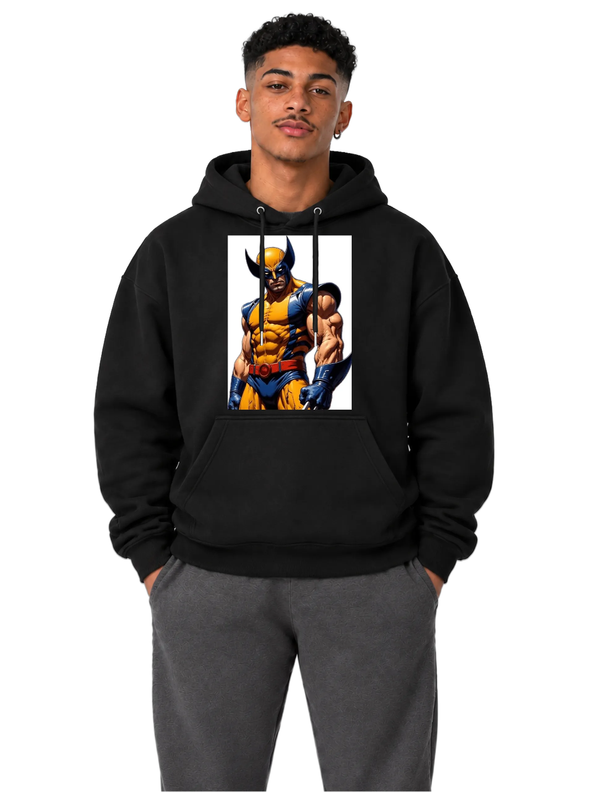Blusa Moletom Canguru Herói Mascarado Amarelo e Azul - Imagem 3
