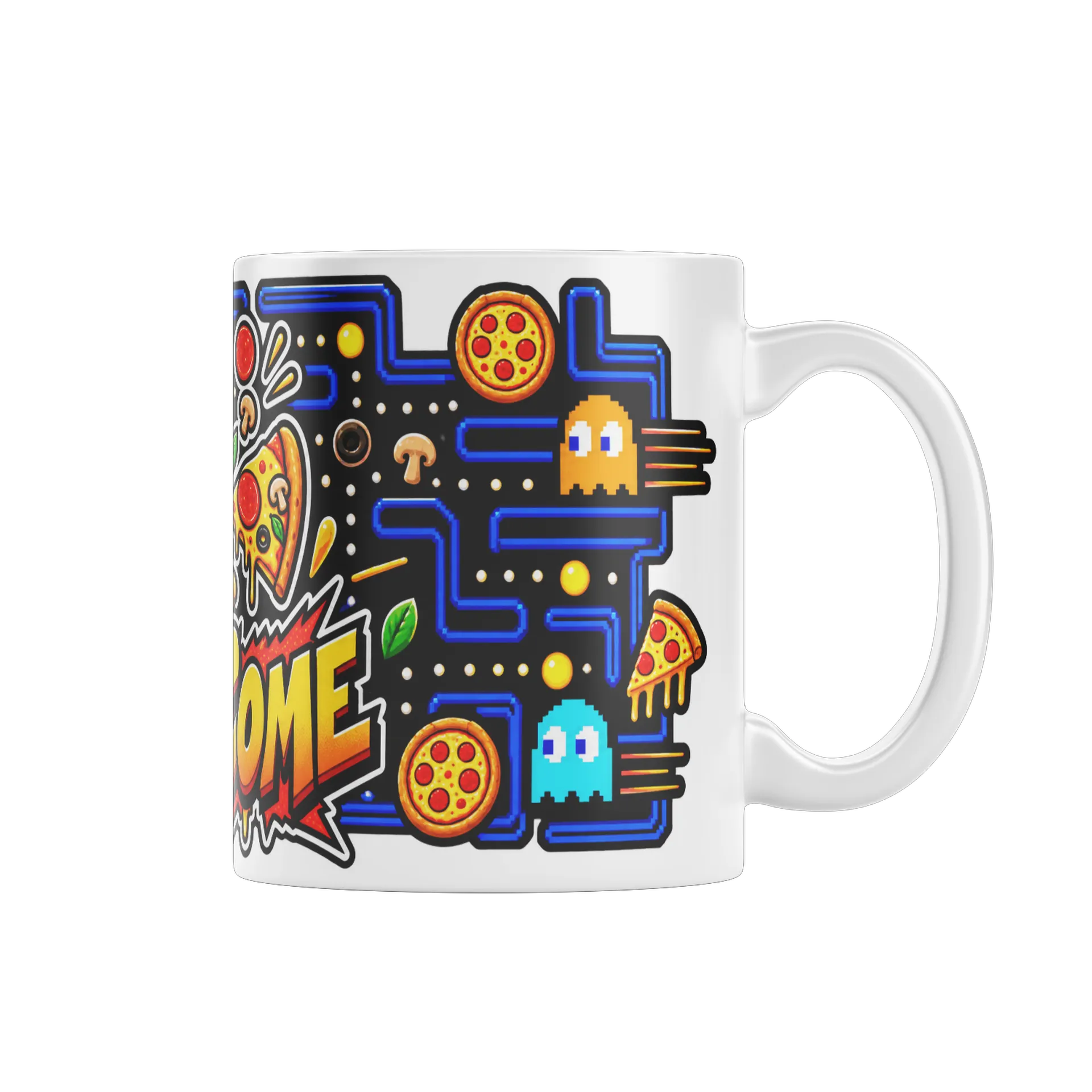 Caneca Pac-Man COME-COME Pizza Estilo Pixel Art 325ml de PRISMA GAMER — imagem 1 de 4